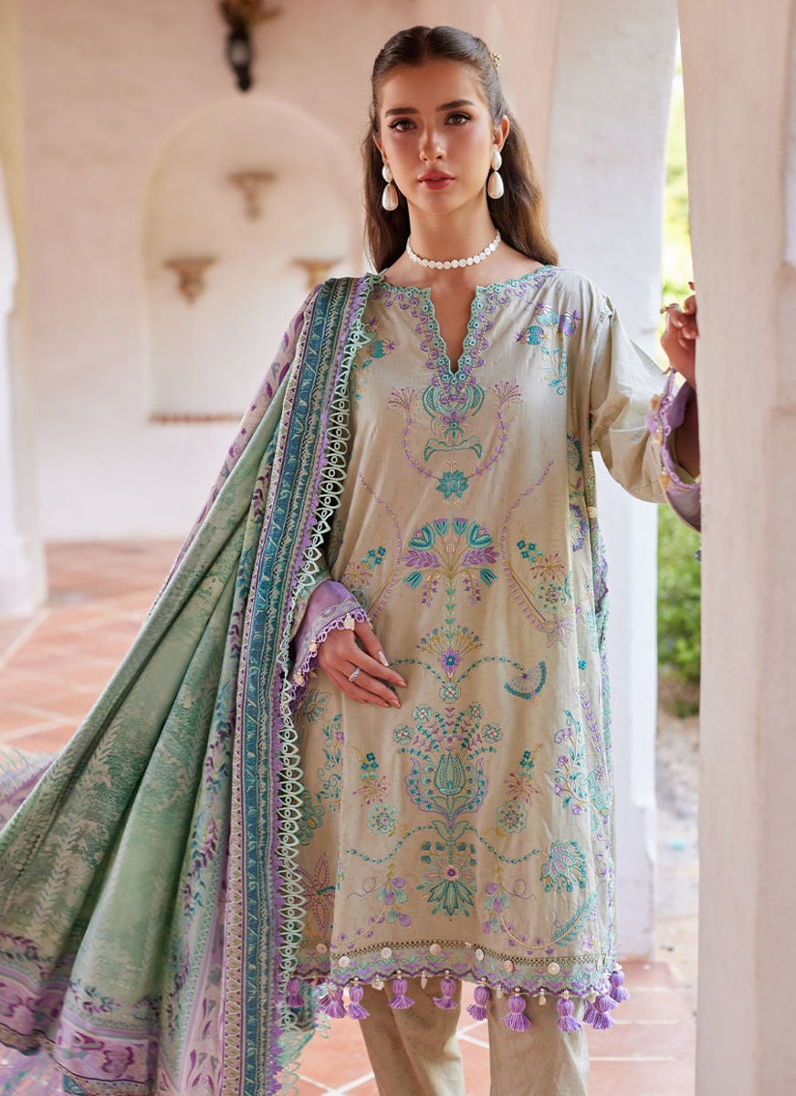 Luxury Lawn By FARAH TALIB AZIZ lawn Pakistani suit detail view M&M Couture USA