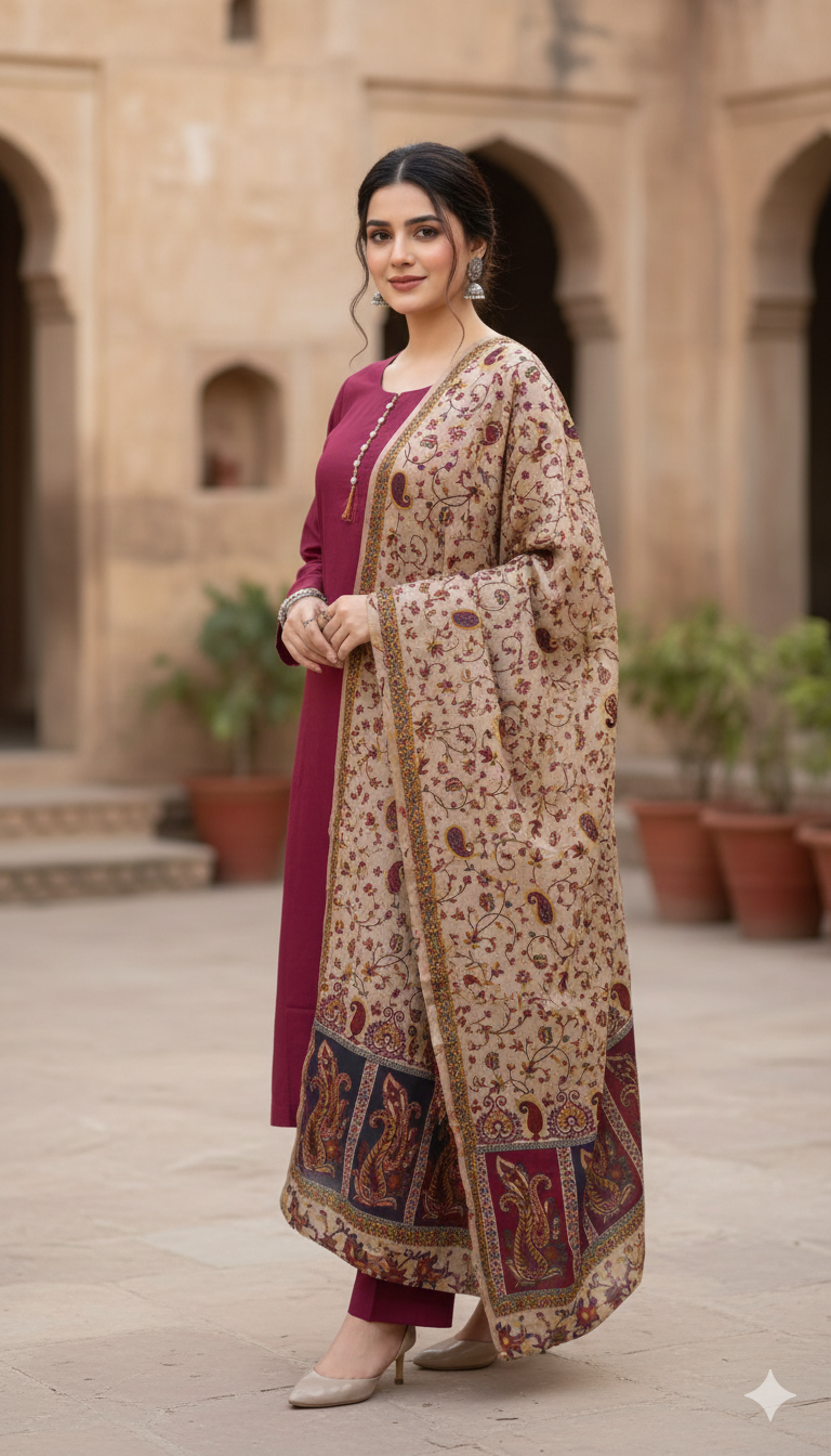 Marina with Marina Shawl By M&M Couture Pakistani suit front view M&M Couture USA