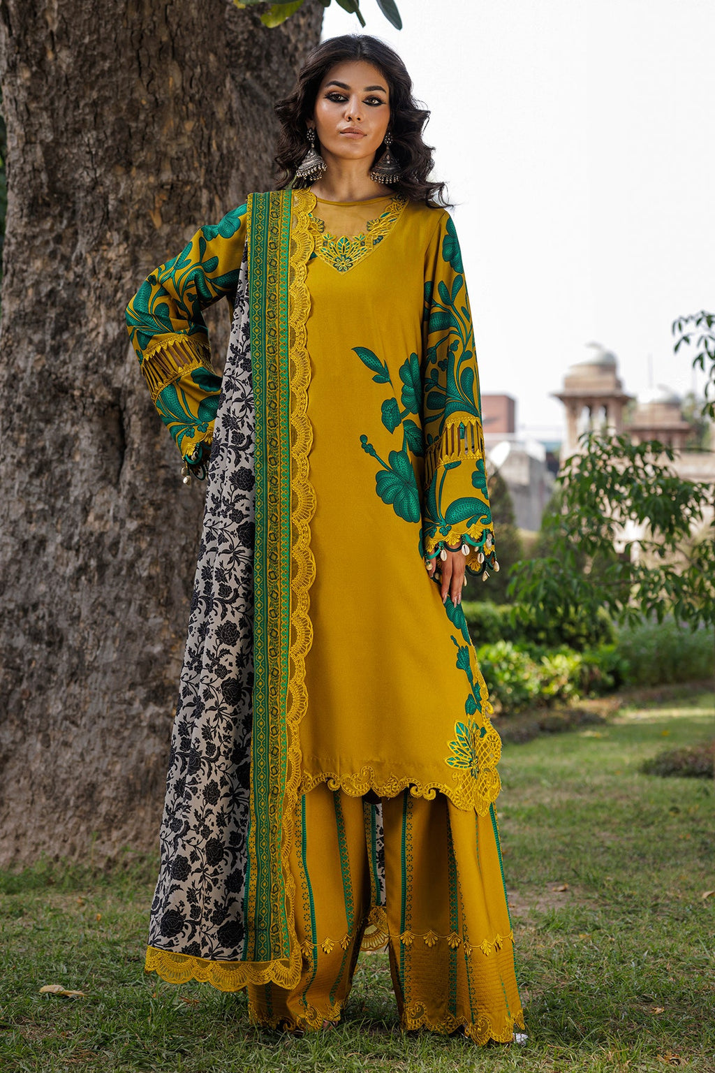 Linen "Combination" By Charizma linen Pakistani suit front view M&M Couture USA