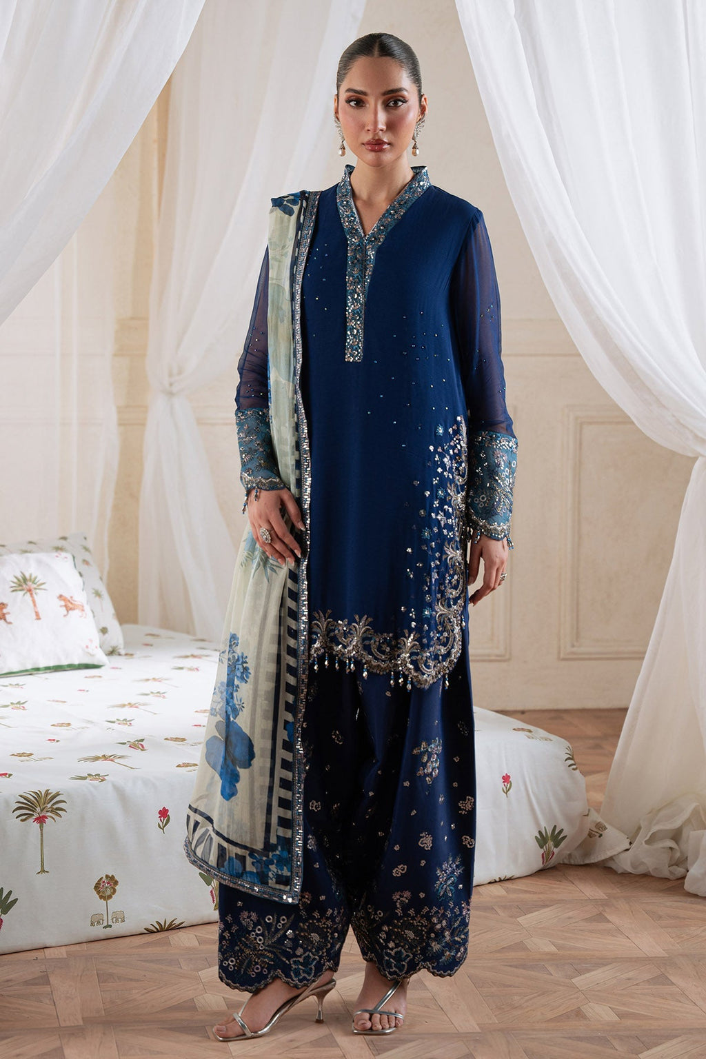 Nureh Amaya Formals | Embroidered Chiffon Dress 101
