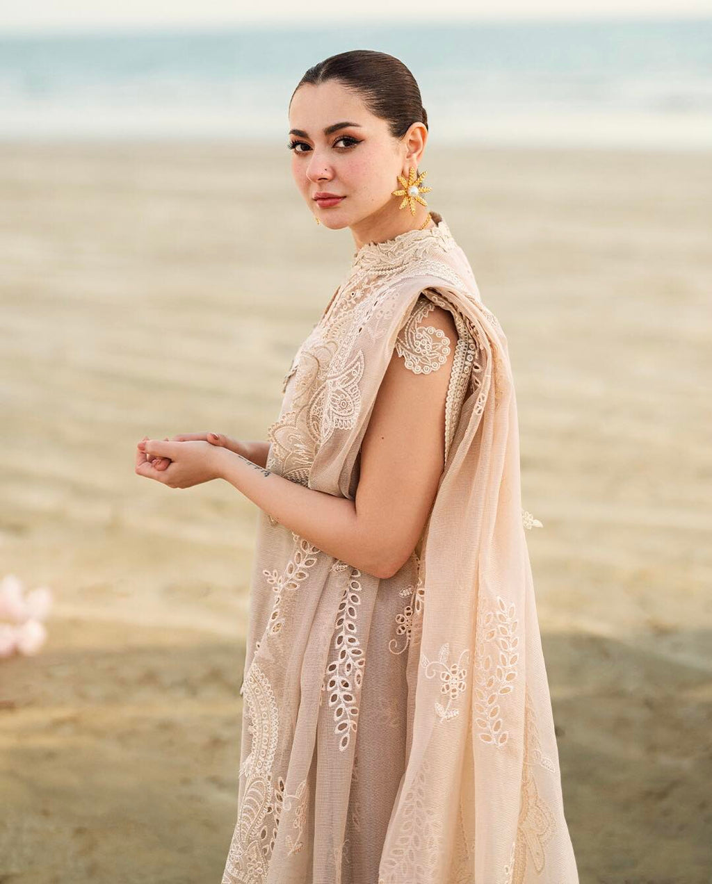 Luxury Lawn By Qalamkar lawn Pakistani suit detail view M&M Couture USA