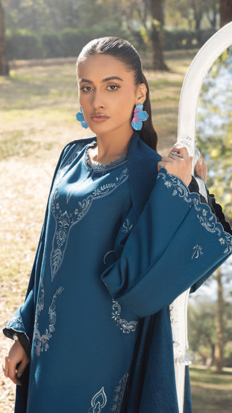 Winter Sunshine By Sanam Saeed Pakistani suit detail view M&M Couture USA