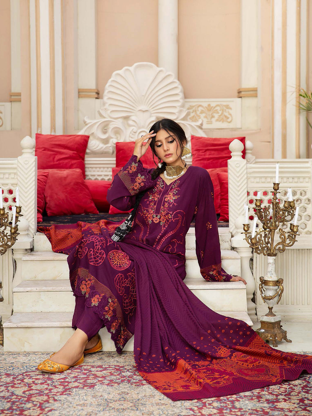 Swiss Wool "Husan-e-Jahan" by Khoobsurat Pakistani suit dupatta view M&M Couture USA