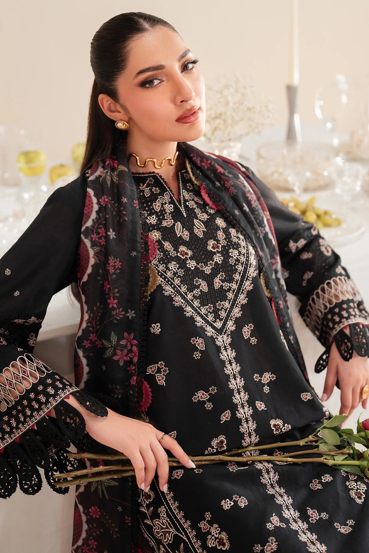 IRIS by Jazmin Luxury Lawn lawn Pakistani suit view 4 M&M Couture USA