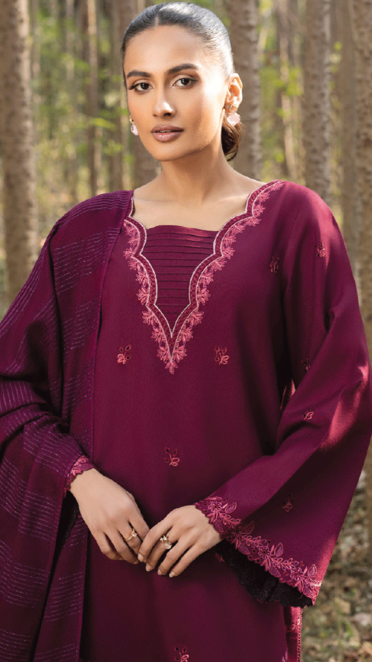 Winter Sunshine By Sanam Saeed Pakistani suit dupatta view M&M Couture USA