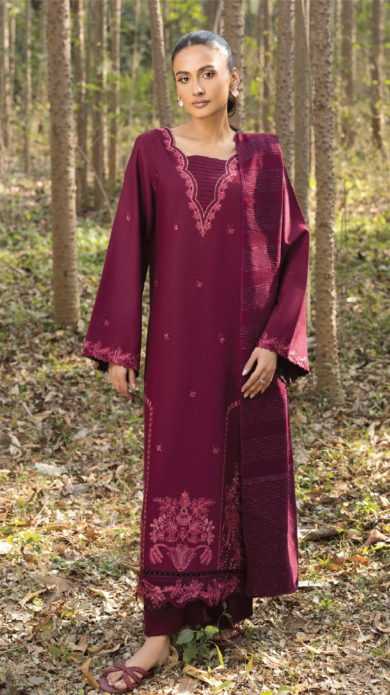 Winter Sunshine By Sanam Saeed Pakistani suit front view M&M Couture USA