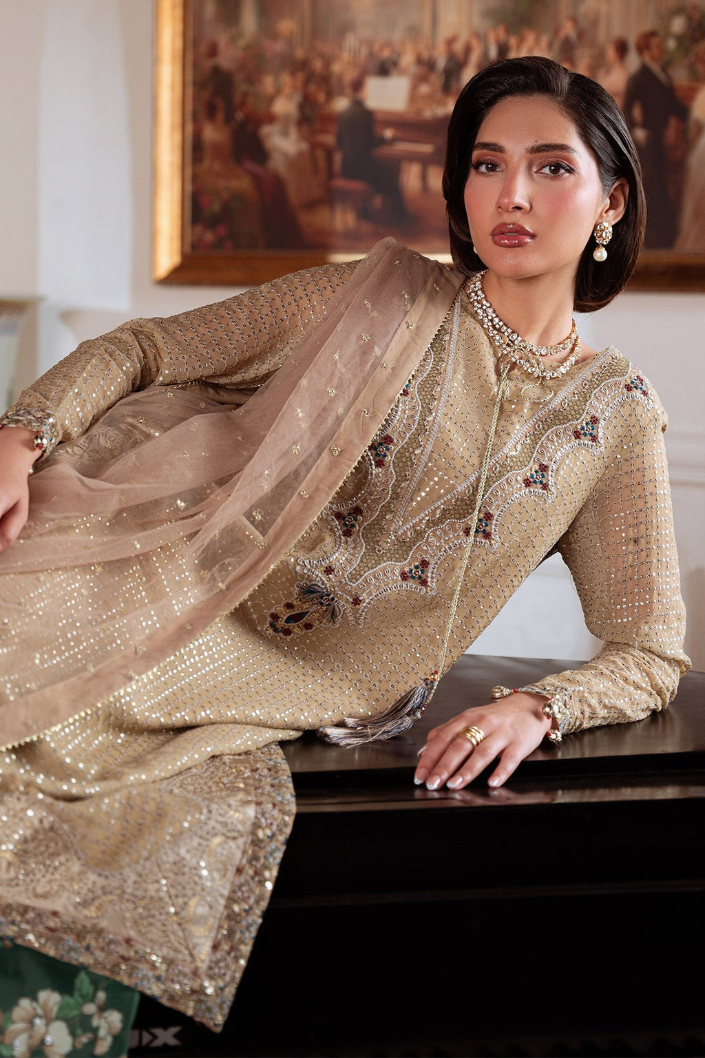 Nureh Amaya Formals | Embroidered Chiffon Dress 104