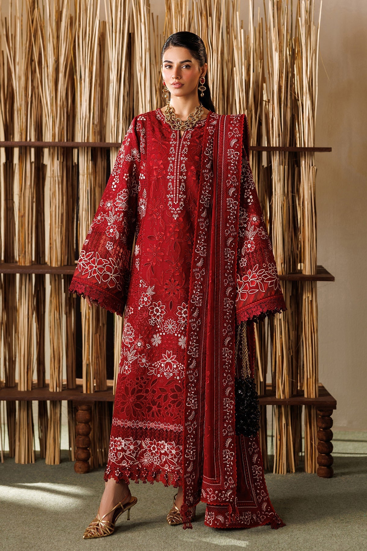 EID LAWN 26 By Baroque lawn Pakistani suit front view M&M Couture USA