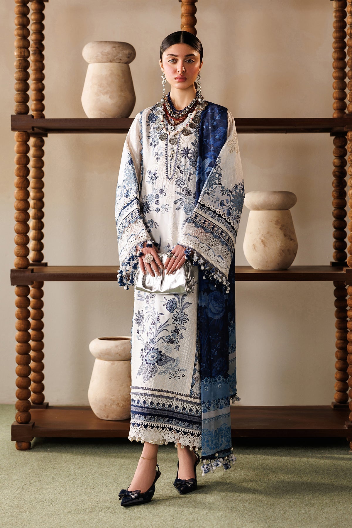 EID LAWN 26 By Baroque lawn Pakistani suit front view M&M Couture USA