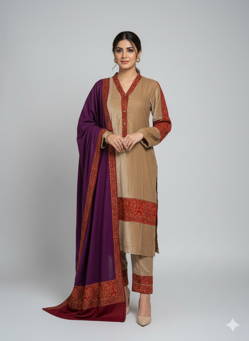 Pashmina Collection  By M&M Couture Pakistani suit front view M&M Couture USA