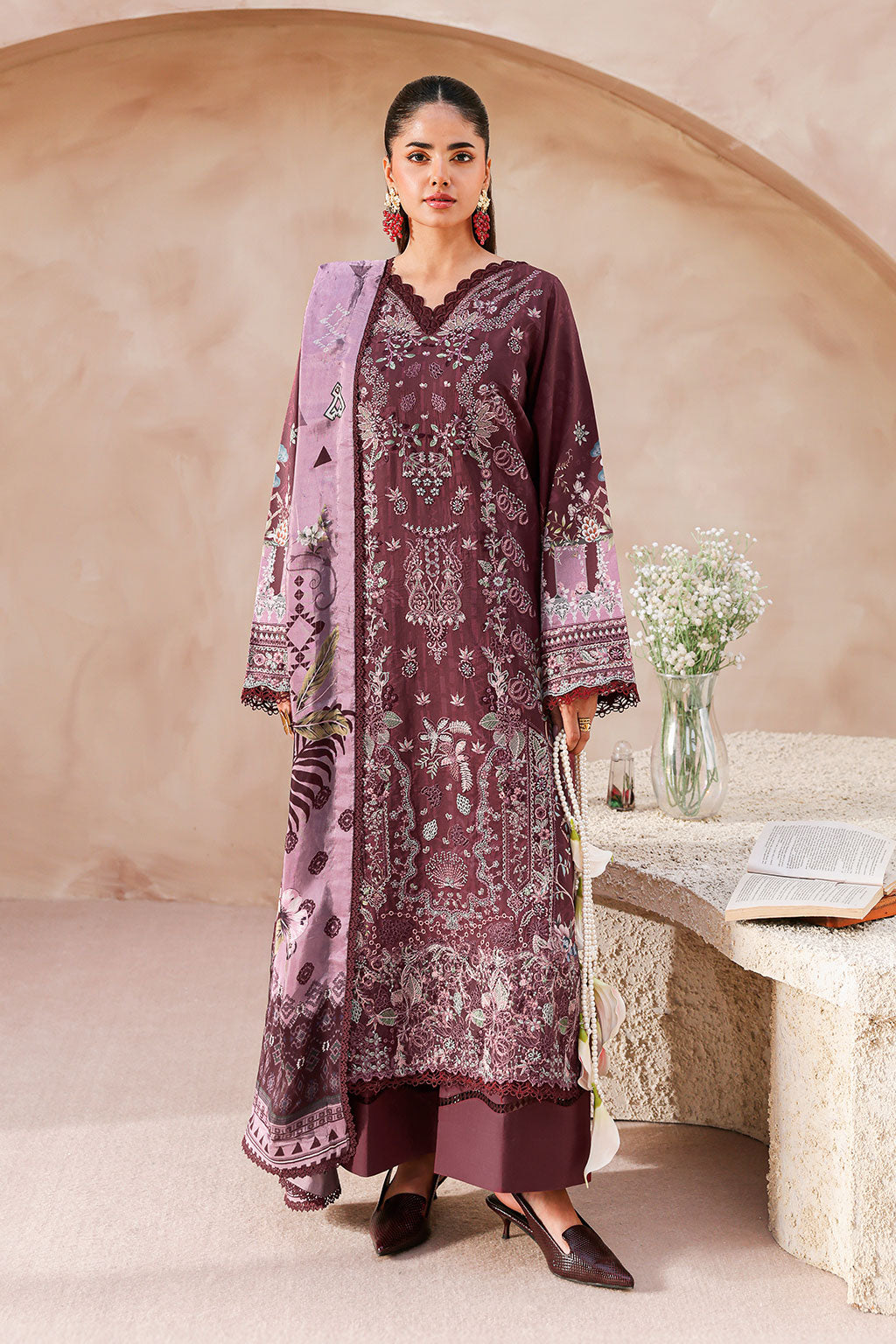 Mashaal Luxury Lawn by Ramsha lawn Pakistani suit front view M&M Couture USA