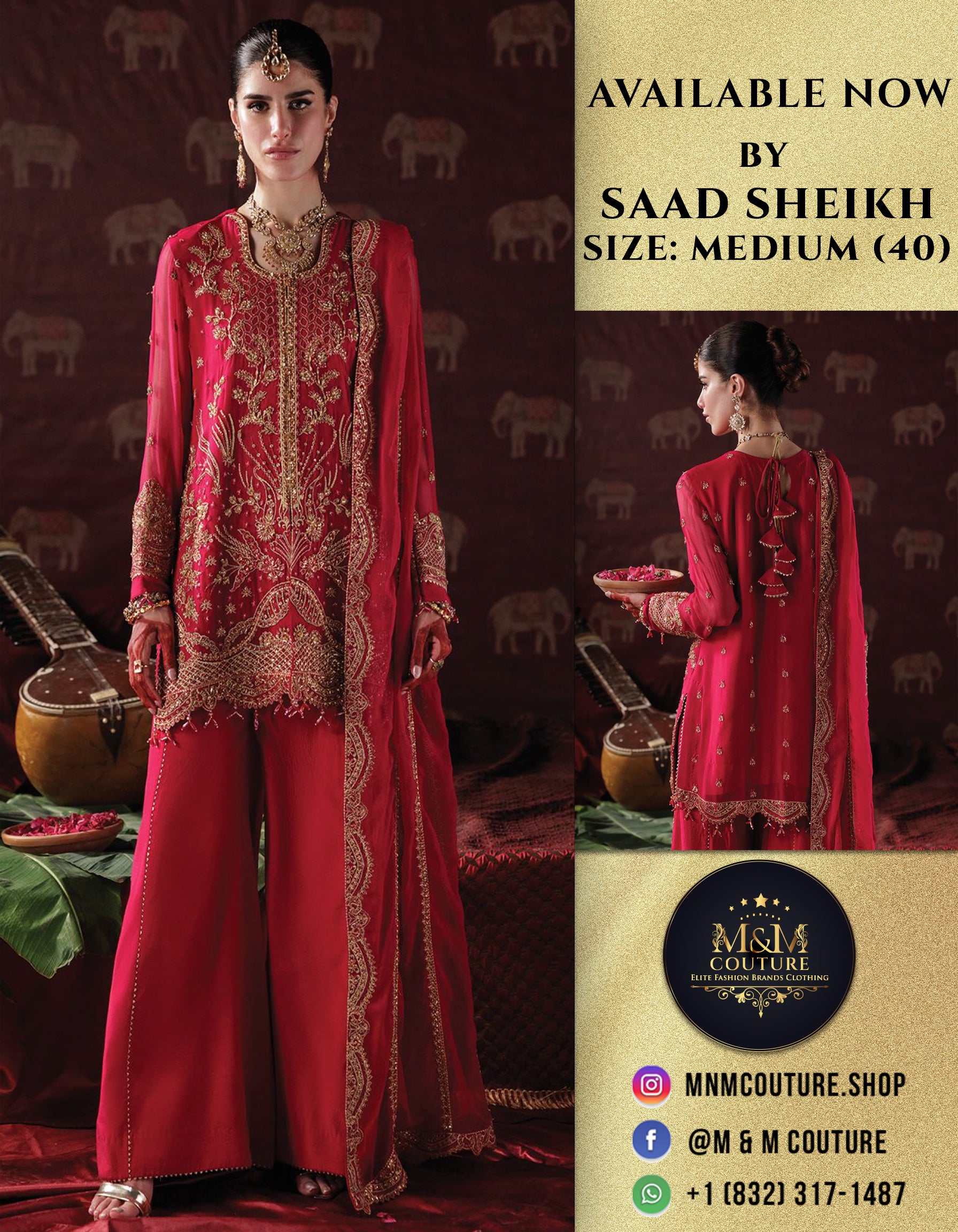 Chiffon – “PANACHE LUXURY” by Saad Sheikh chiffon Pakistani suit front view M&M Couture USA