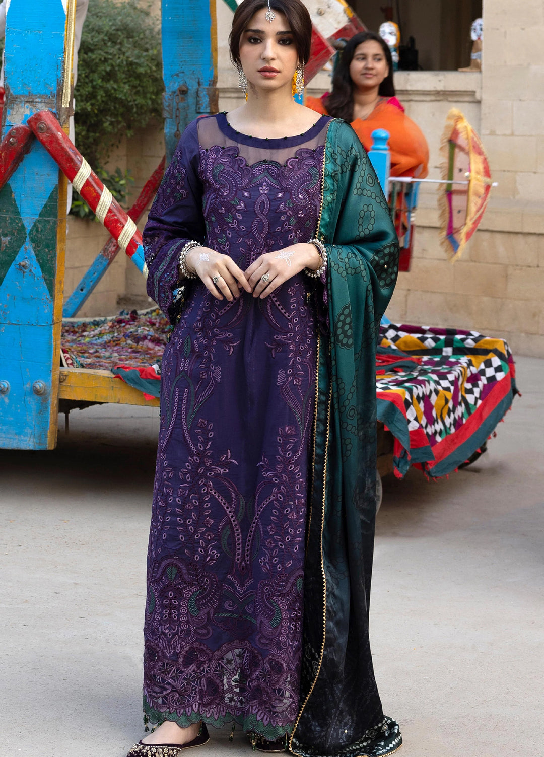 Bandhani by Al Zohaib Pakistani suit front view M&M Couture USA