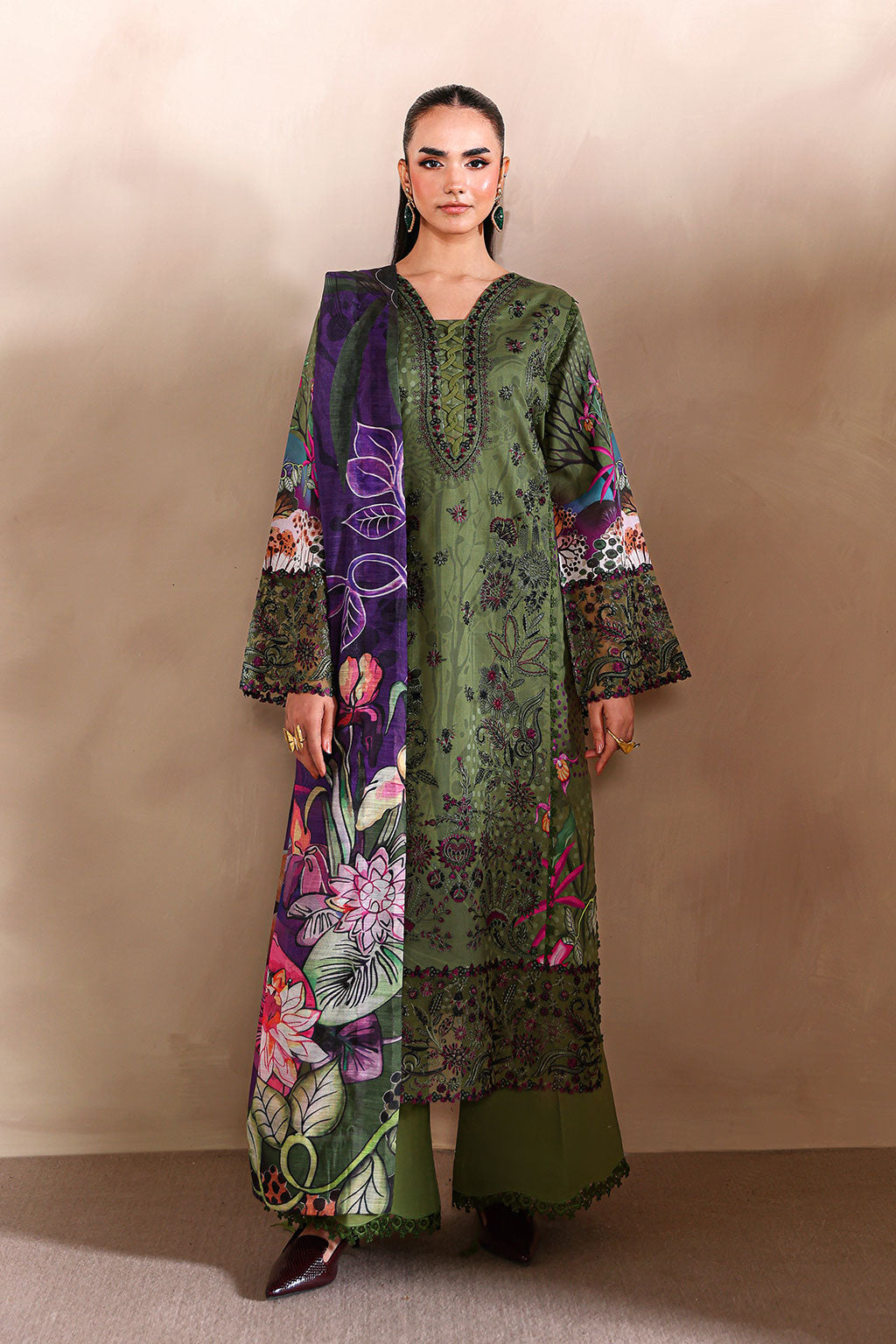 Mashaal Luxury Lawn by Ramsha lawn Pakistani suit front view M&M Couture USA