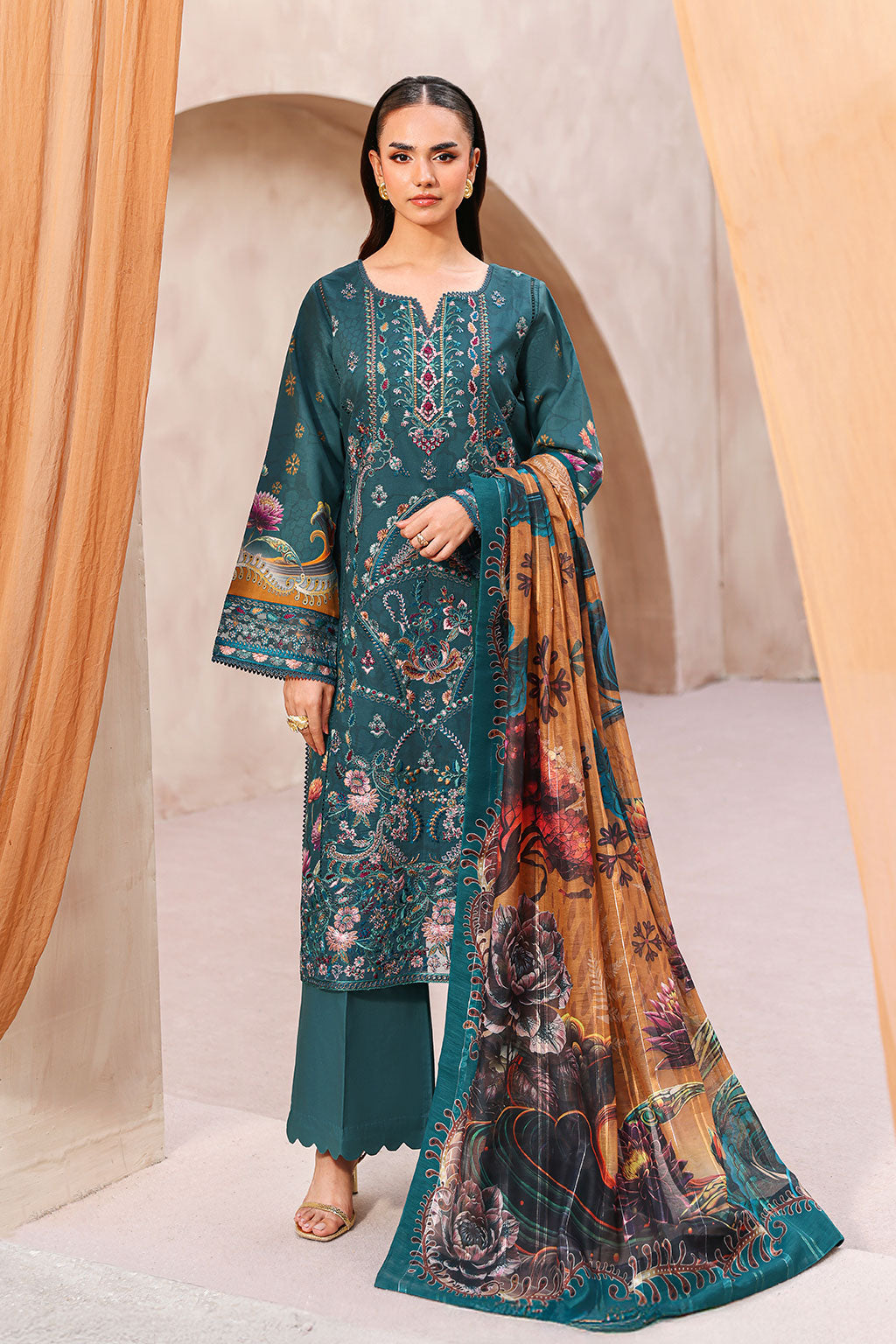 Mashaal Luxury Lawn by Ramsha lawn Pakistani suit front view M&M Couture USA