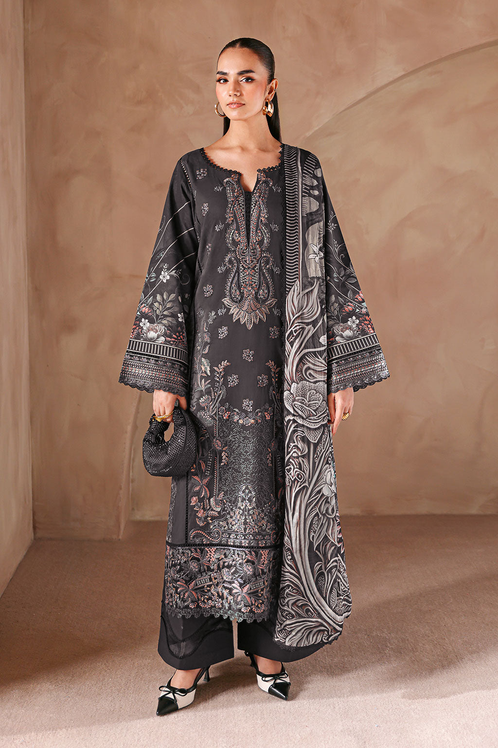 Mashaal Luxury Lawn by Ramsha lawn Pakistani suit front view M&M Couture USA