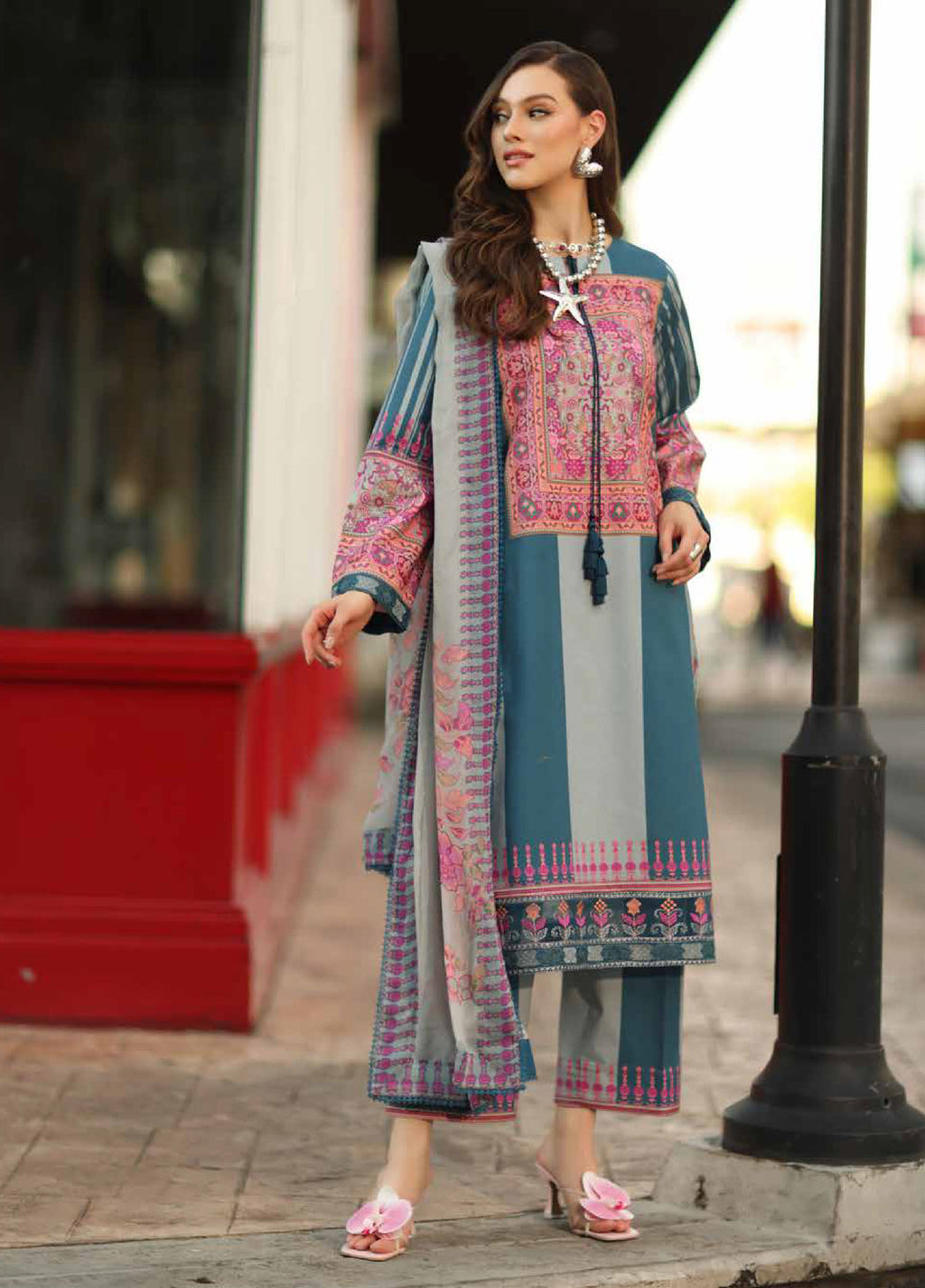 Aghaz e Nou By Charizma Pakistani suit front view M&M Couture USA