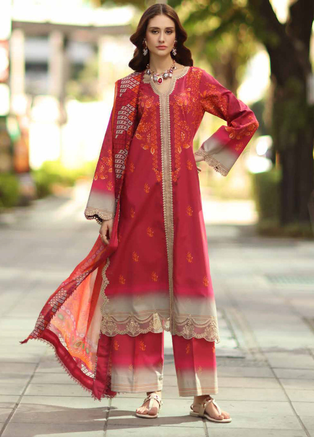 Aghaz e Nou By Charizma Pakistani suit front view M&M Couture USA