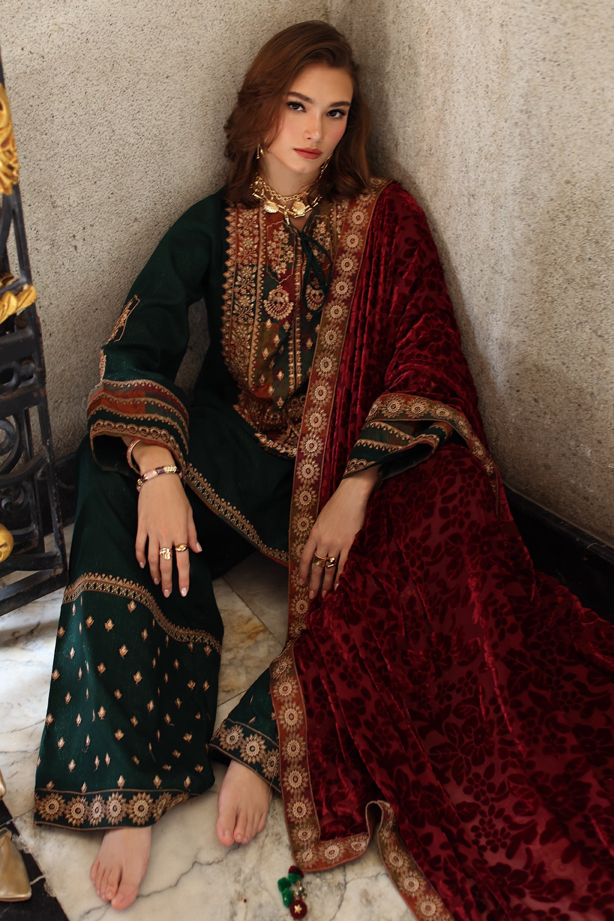 Poshima Embroidered  By Charizma Pakistani suit view 4 M&M Couture USA