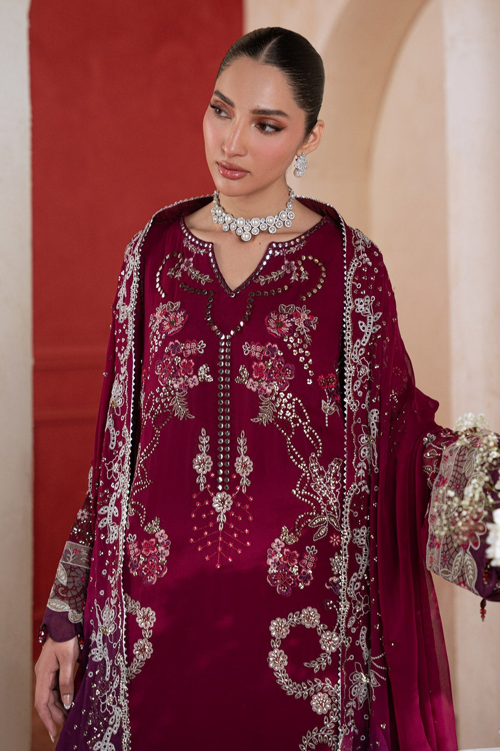 Nureh Amaya Formals | Embroidered Chiffon Dress 102