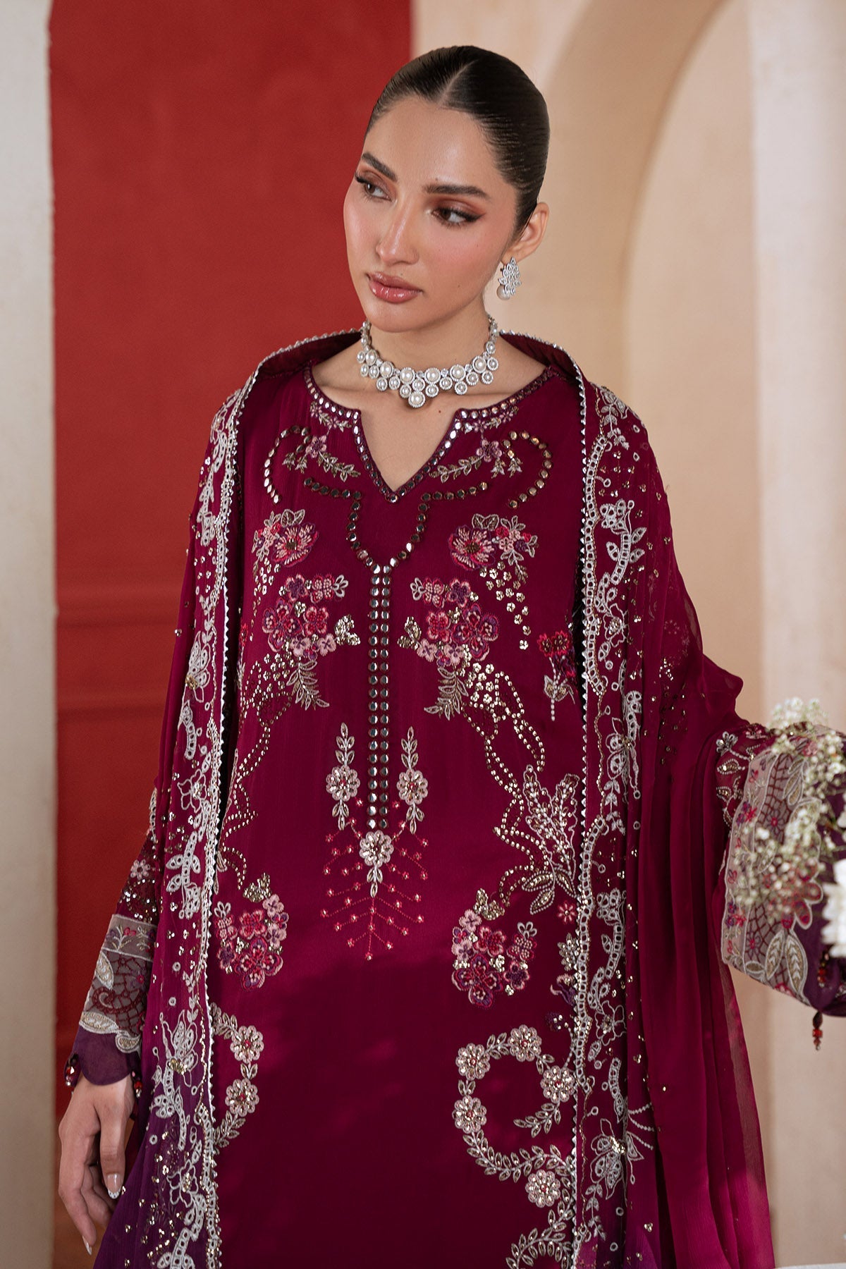 Nureh Amaya Formals | Embroidered Chiffon Dress 102