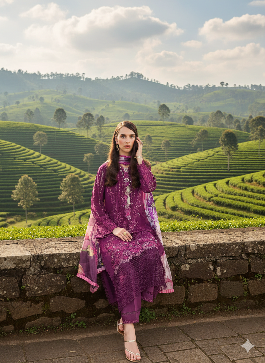 Manaram by Mushq Embroidered Lawn Suit lawn Pakistani suit dupatta view M&M Couture USA
