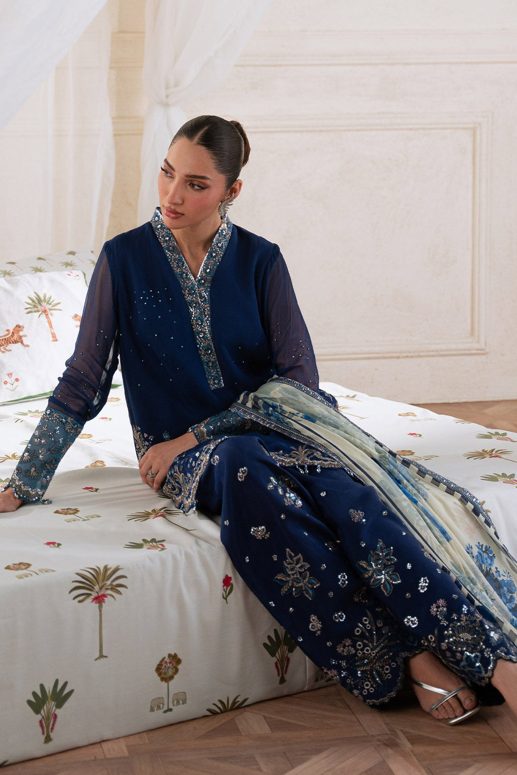 Nureh Amaya Formals | Embroidered Chiffon Dress 101