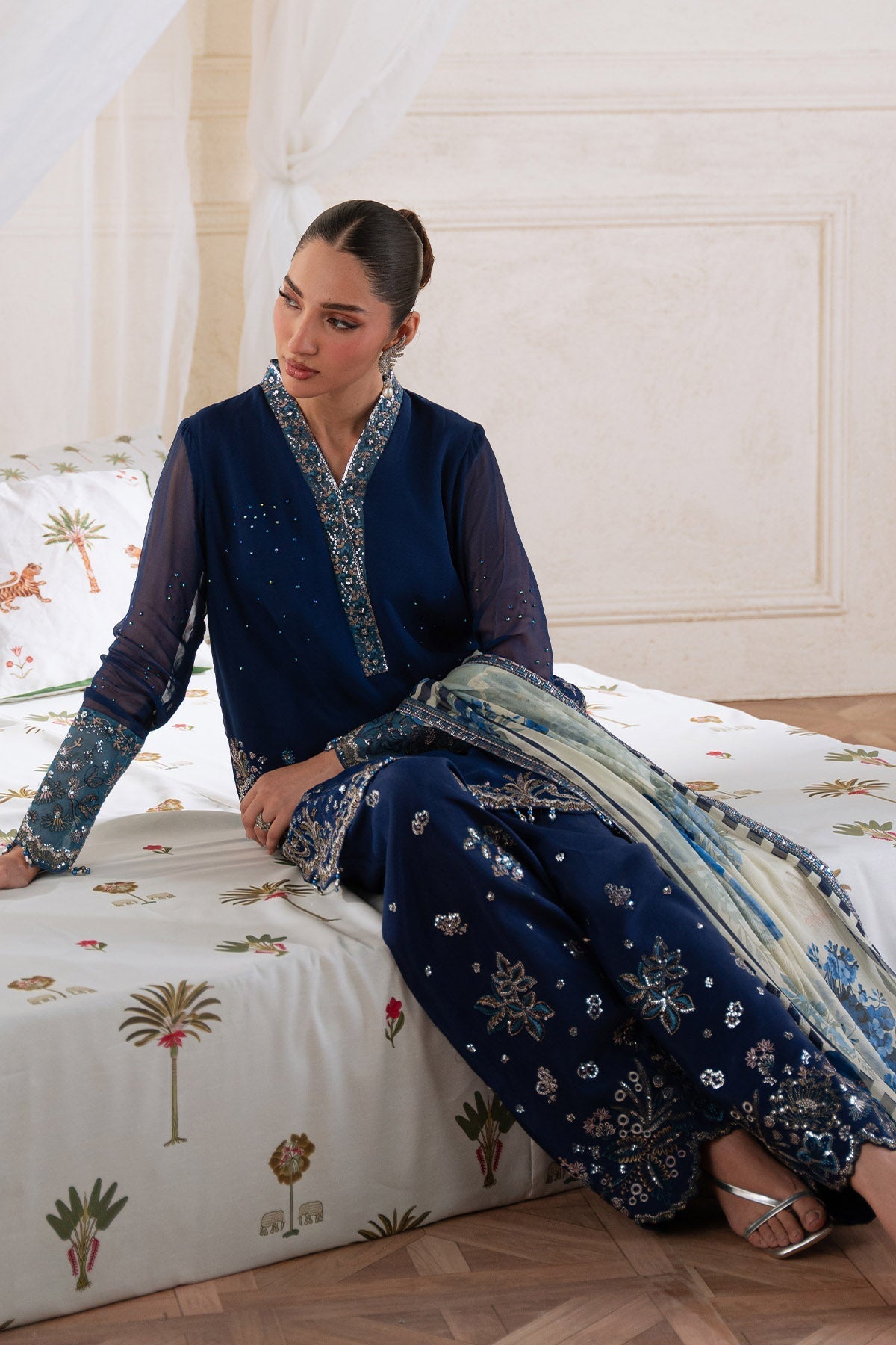 Nureh Amaya Formals | Embroidered Chiffon Dress 101