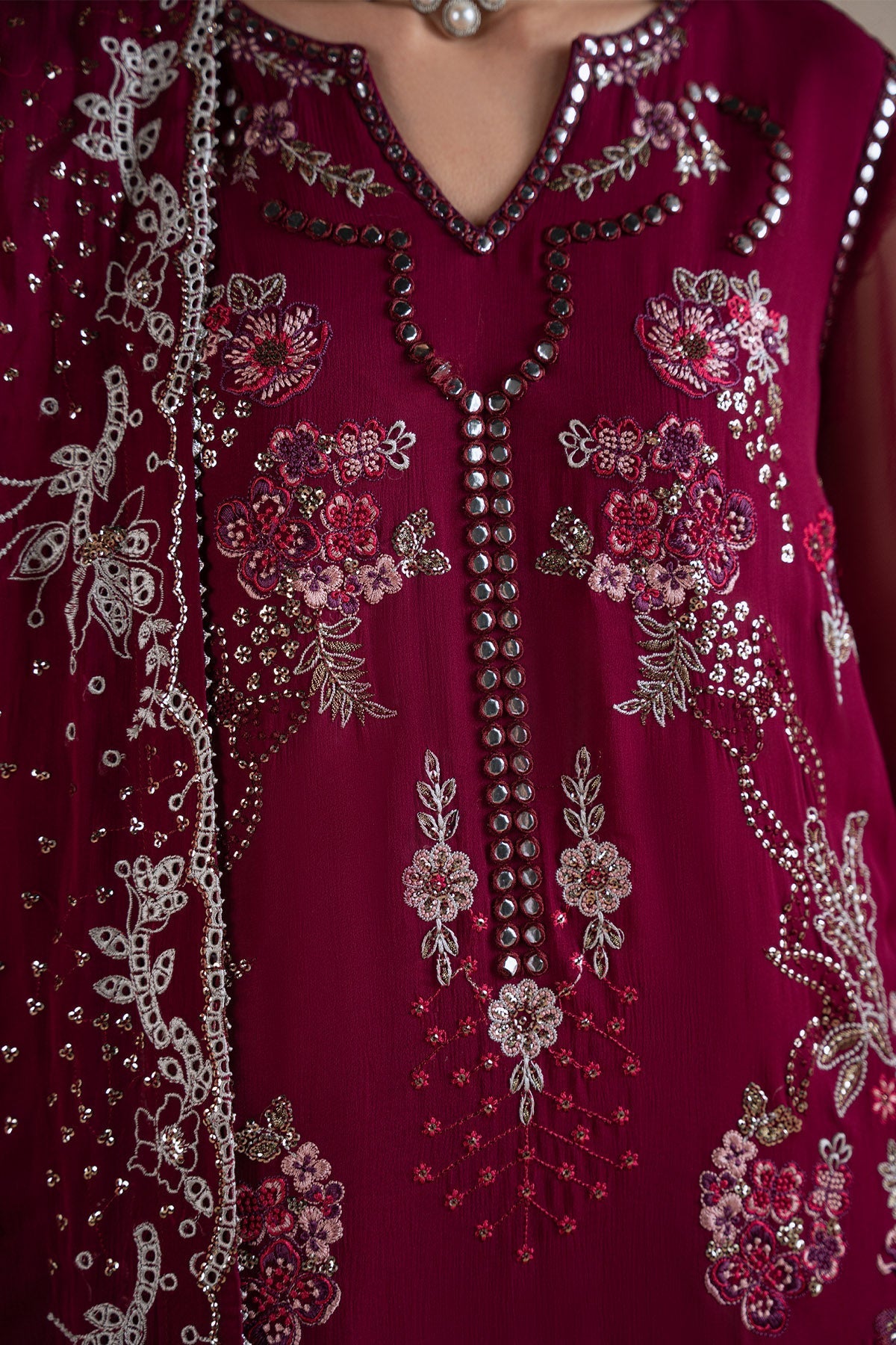 Nureh Amaya Formals | Embroidered Chiffon Dress 102