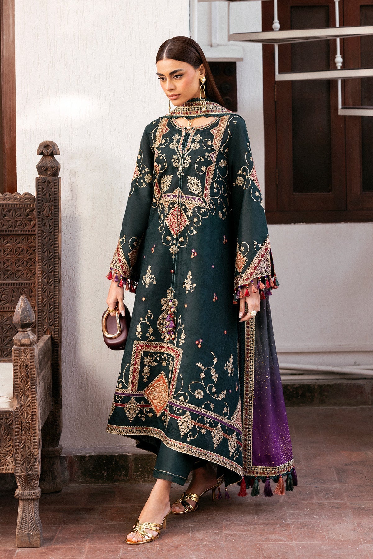 Embroidered Luxury Lawn By Jazmin lawn Pakistani suit detail view M&M Couture USA