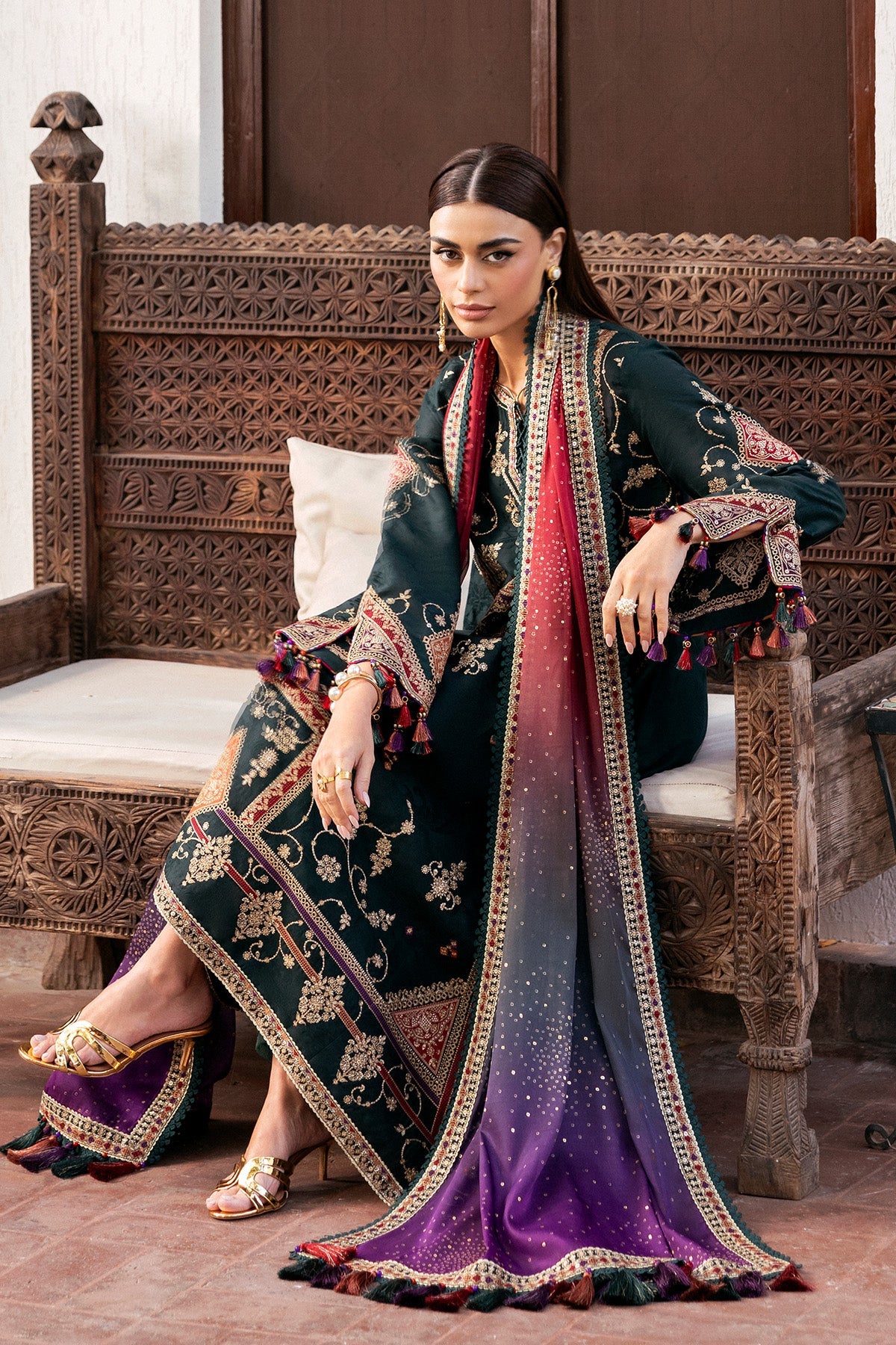 Embroidered Luxury Lawn By Jazmin lawn Pakistani suit dupatta view M&M Couture USA