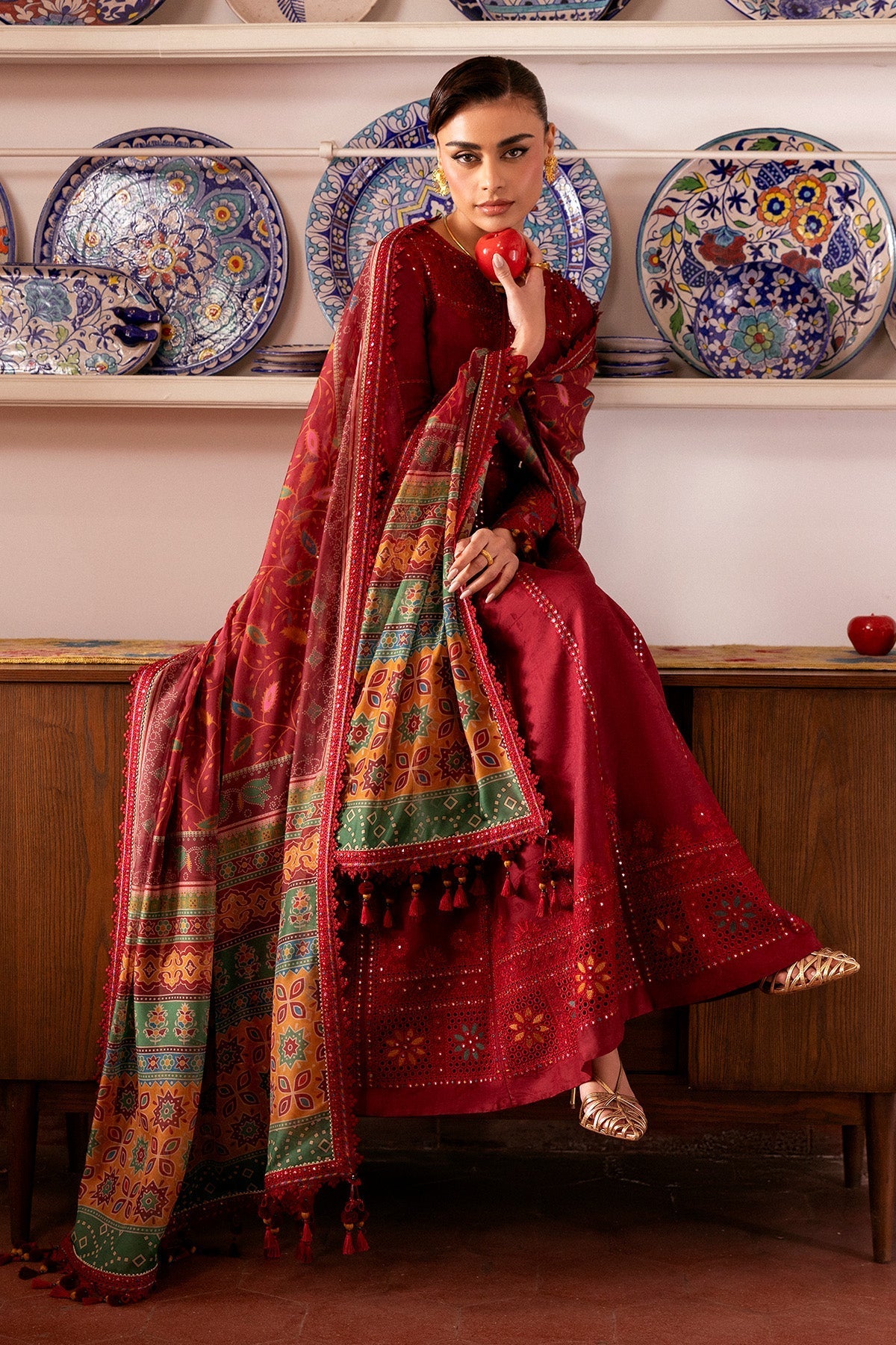 Embroidered Luxury Lawn By Jazmin lawn Pakistani suit dupatta view M&M Couture USA