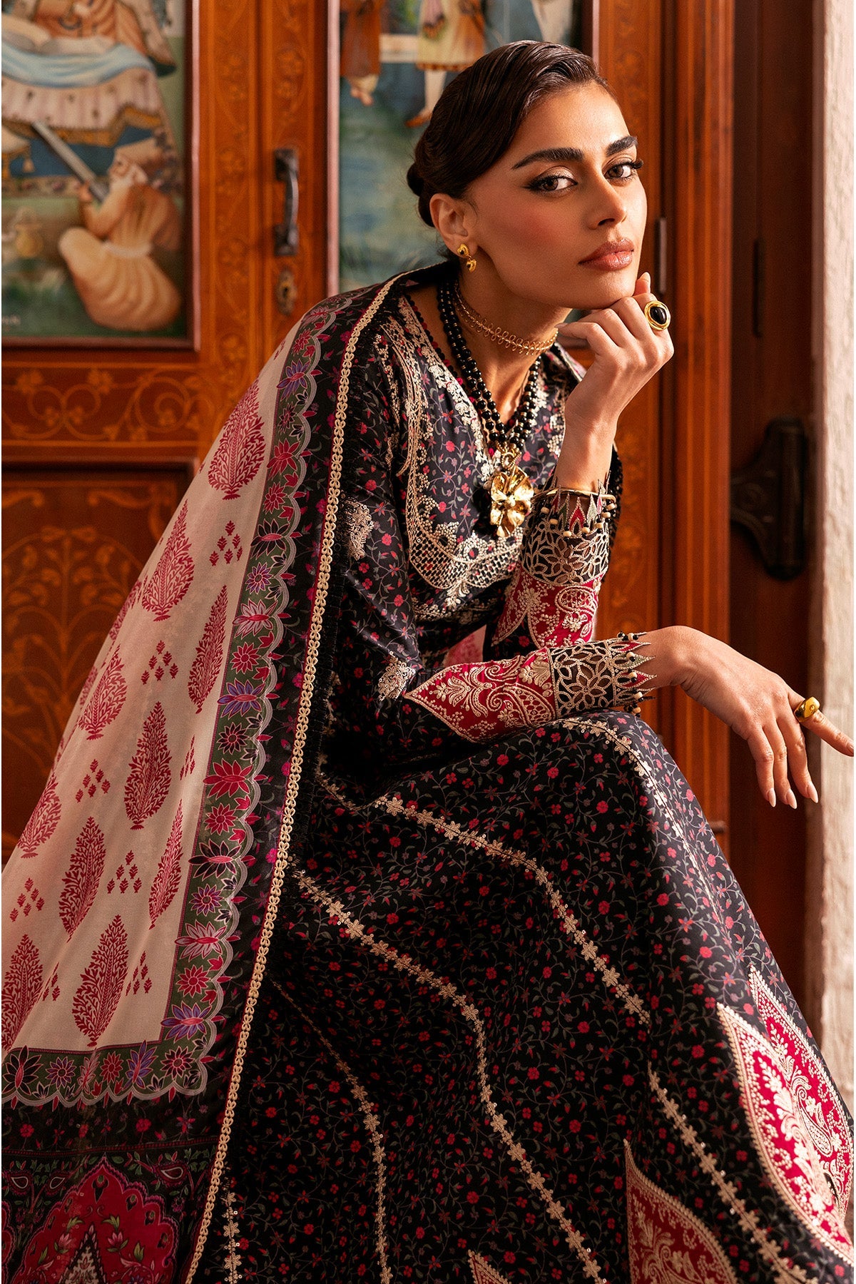 Embroidered Luxury Lawn By Jazmin lawn Pakistani suit dupatta view M&M Couture USA