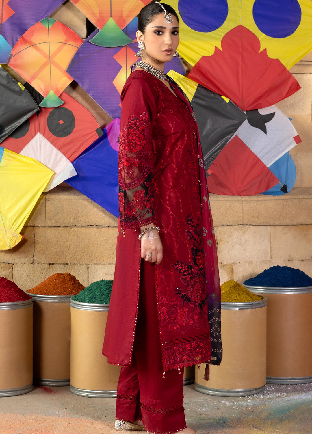 Bandhani by Al Zohaib Pakistani suit detail view M&M Couture USA