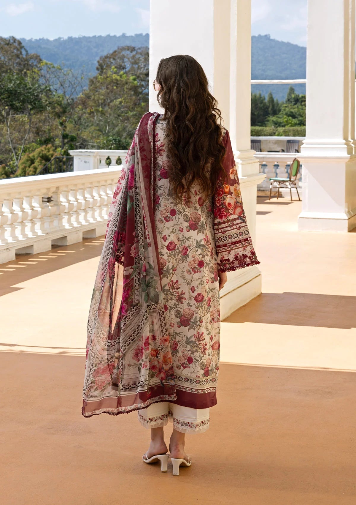 Ruby Lady - Digital printed lawn By Elaf lawn Pakistani suit detail view M&M Couture USA