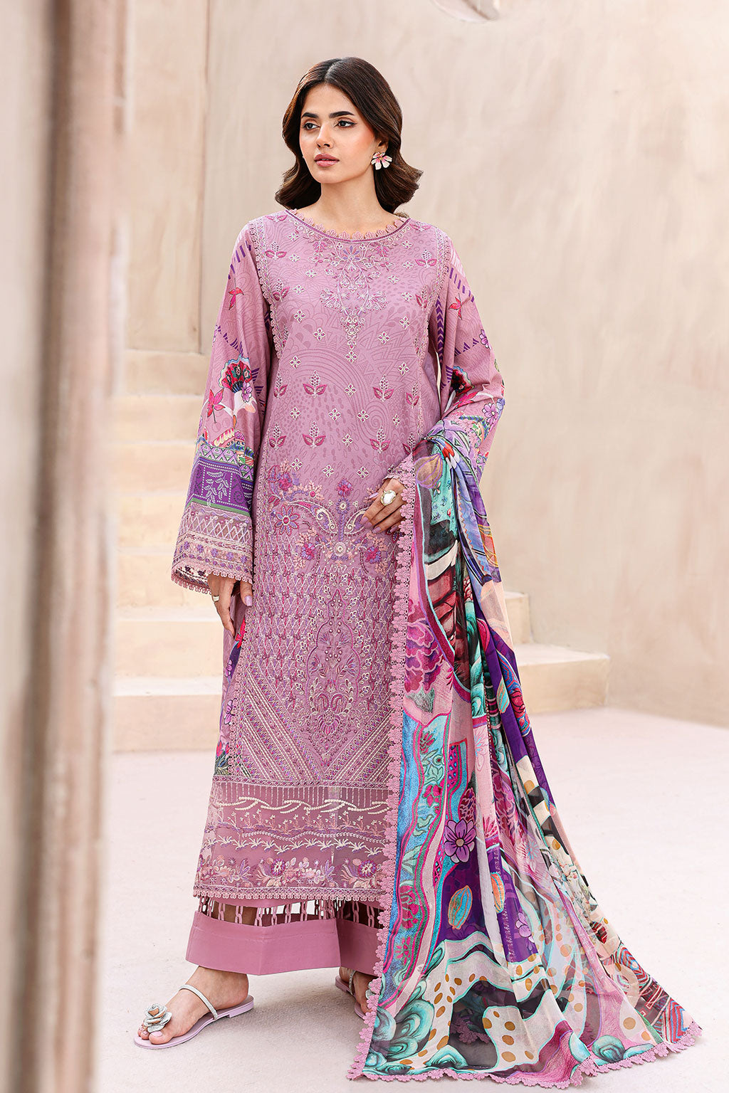 Mashaal Luxury Lawn by Ramsha lawn Pakistani suit front view M&M Couture USA