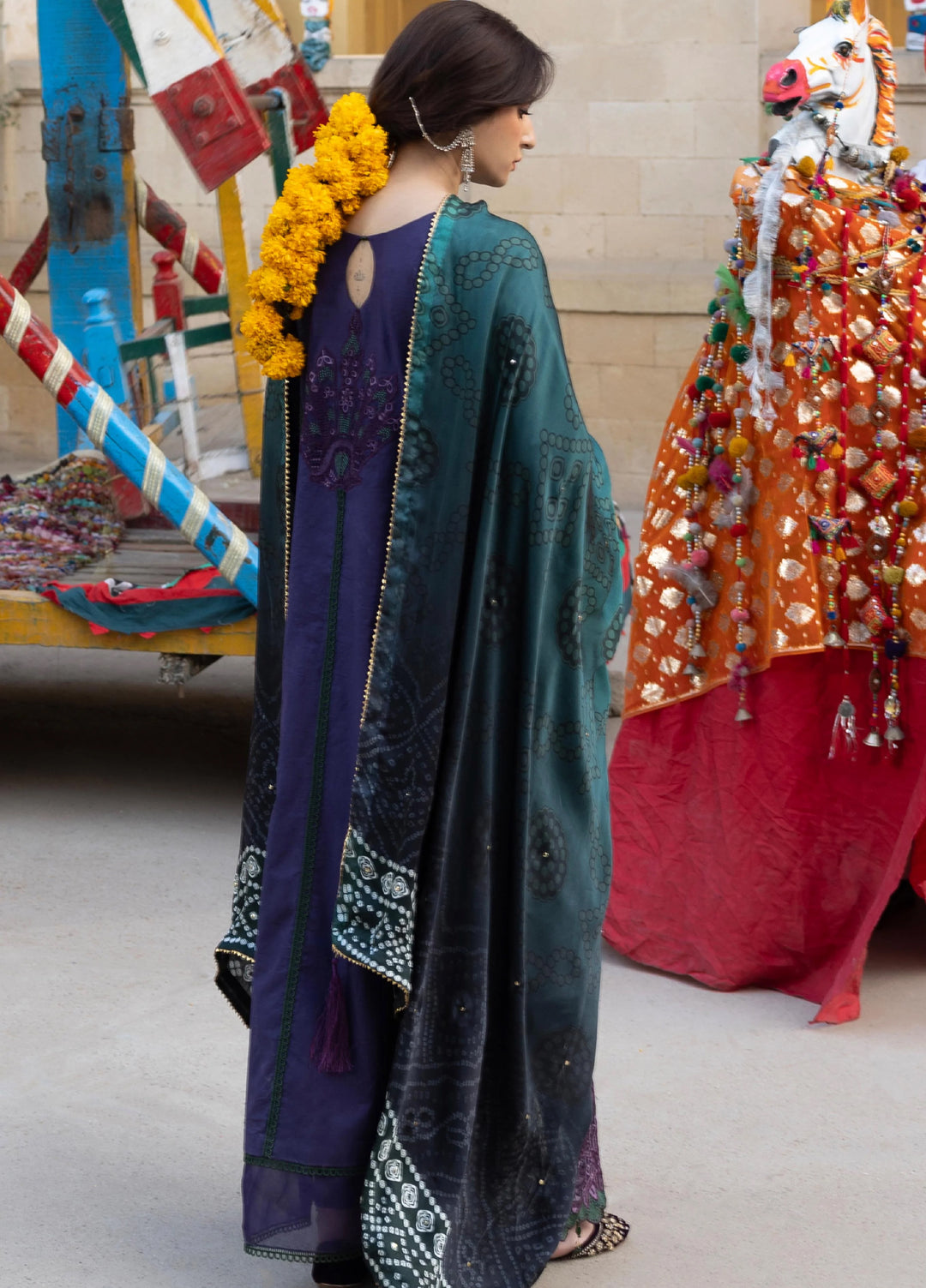 Bandhani by Al Zohaib Pakistani suit detail view M&M Couture USA