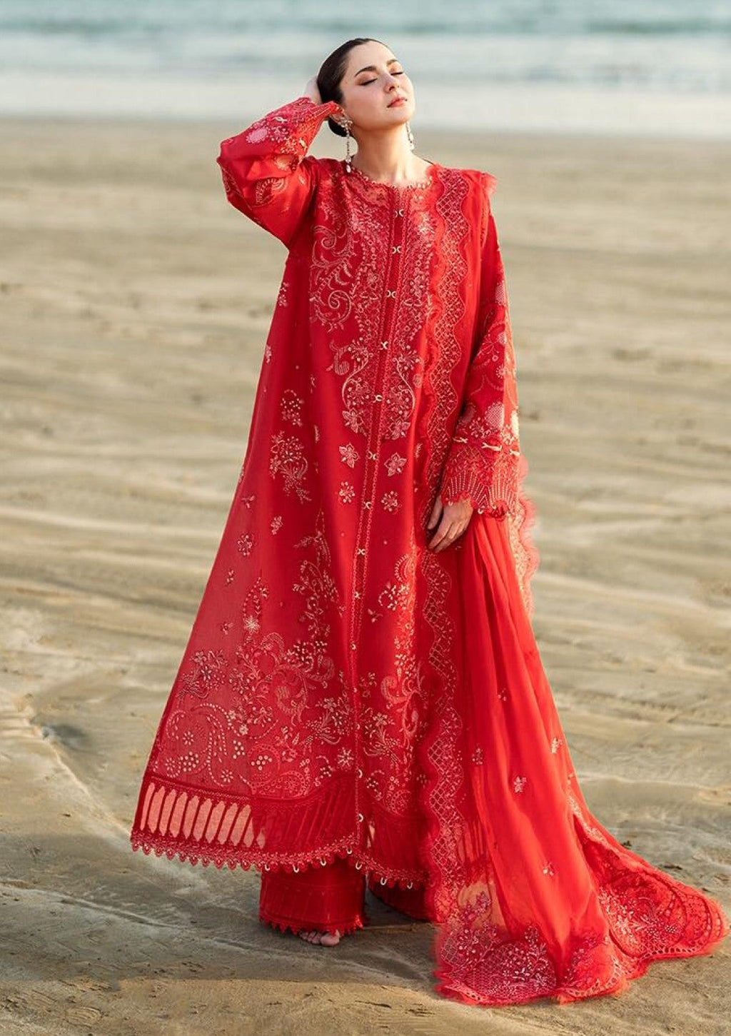 Luxury Lawn By Qalamkar lawn Pakistani suit front view M&M Couture USA