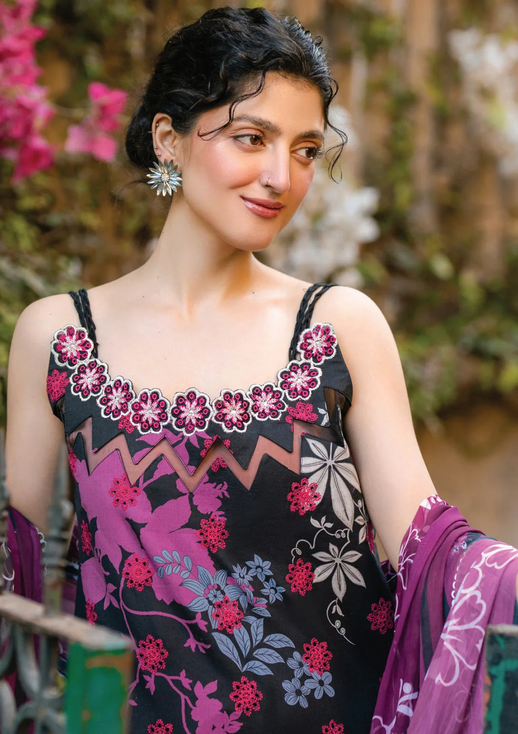 Gulkari by Asifa Nabeel Chikankari Lawn Suit lawn Pakistani suit front view M&M Couture USA