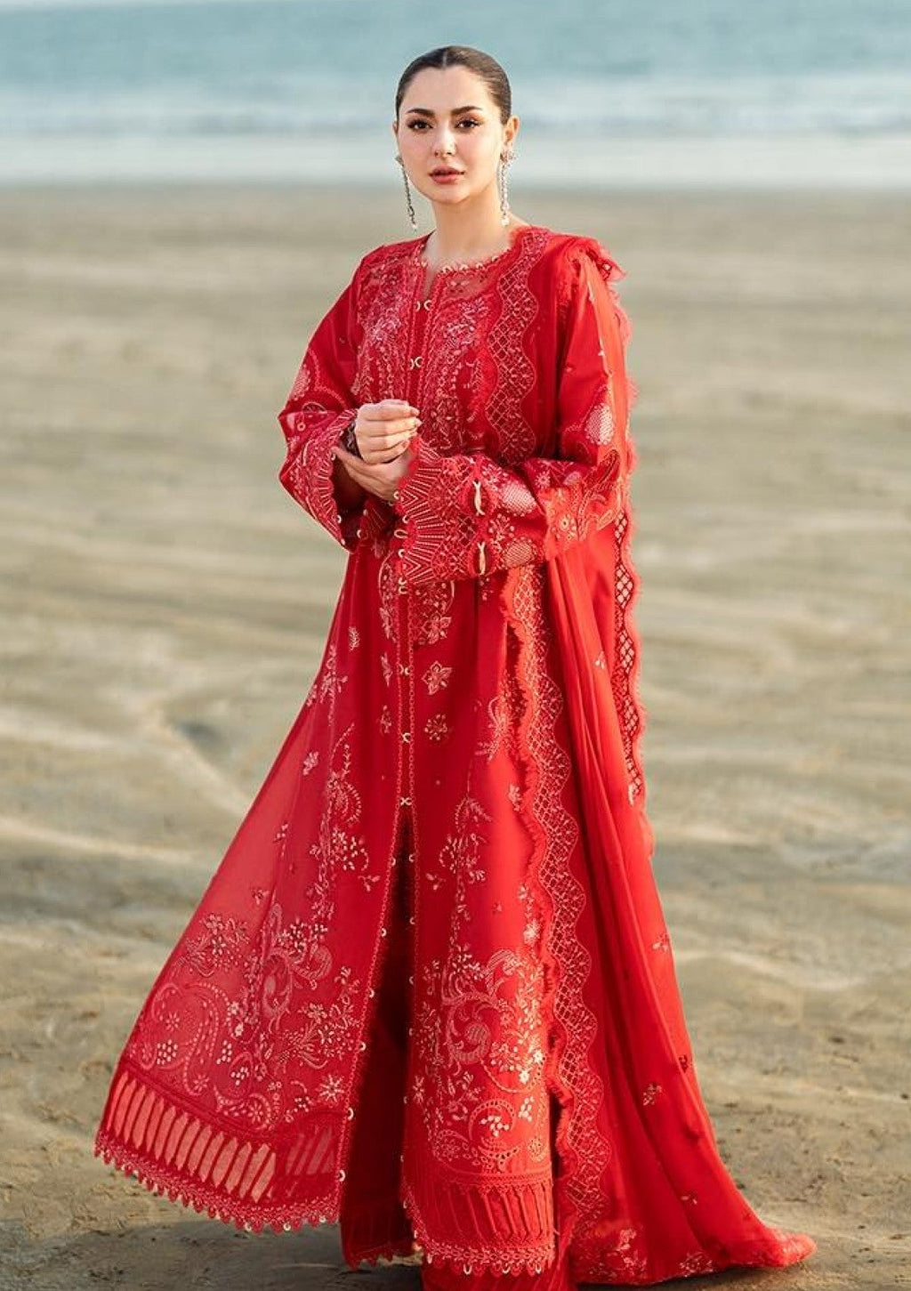 Luxury Lawn By Qalamkar lawn Pakistani suit detail view M&M Couture USA