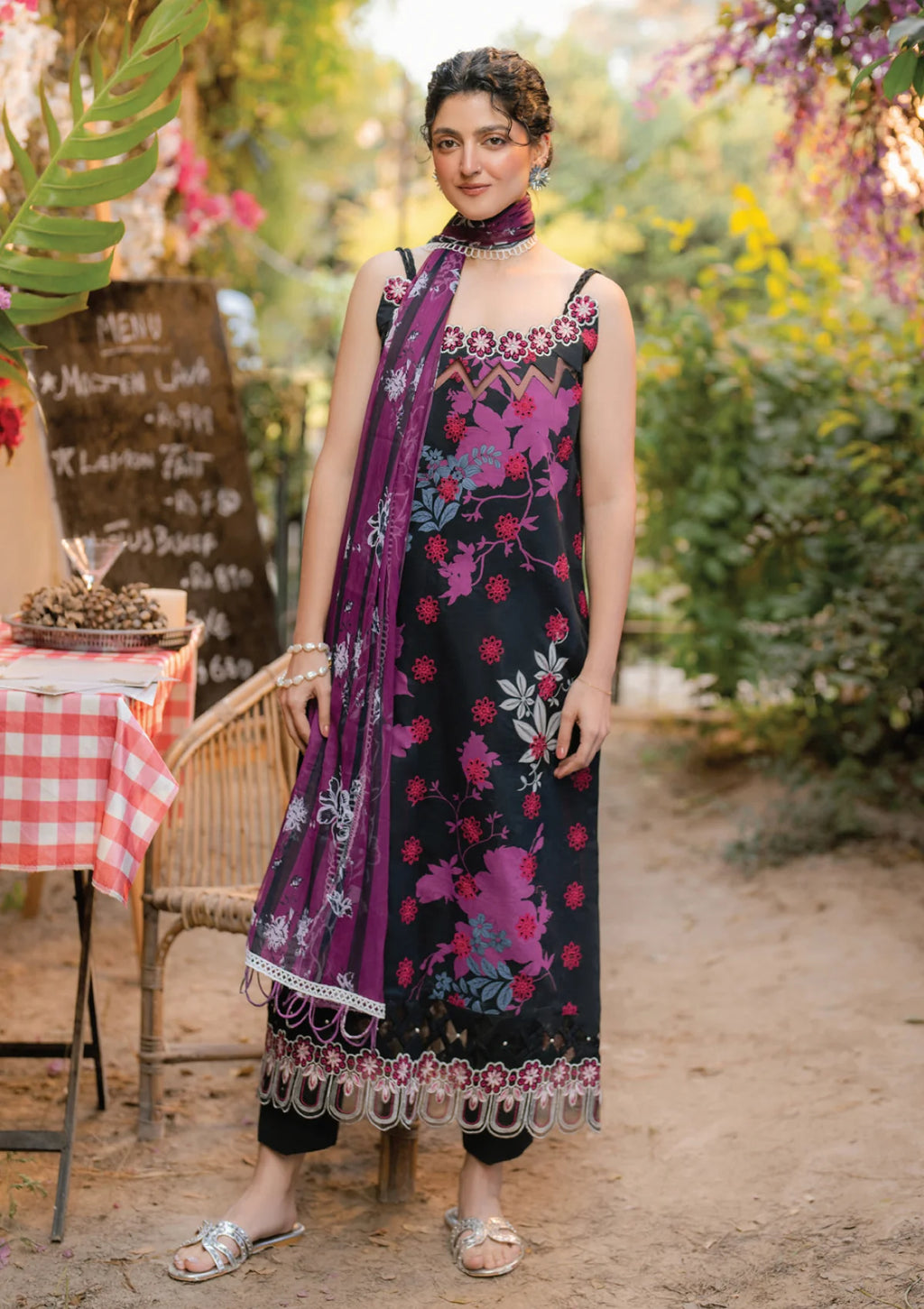Gulkari by Asifa Nabeel Chikankari Lawn Suit lawn Pakistani suit detail view M&M Couture USA