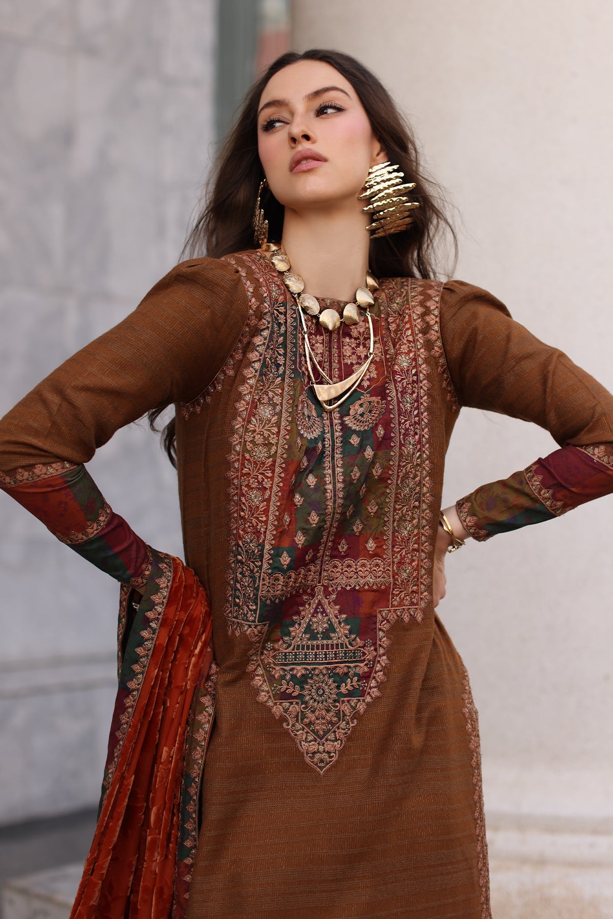 Poshima Embroidered  By Charizma Pakistani suit view 4 M&M Couture USA