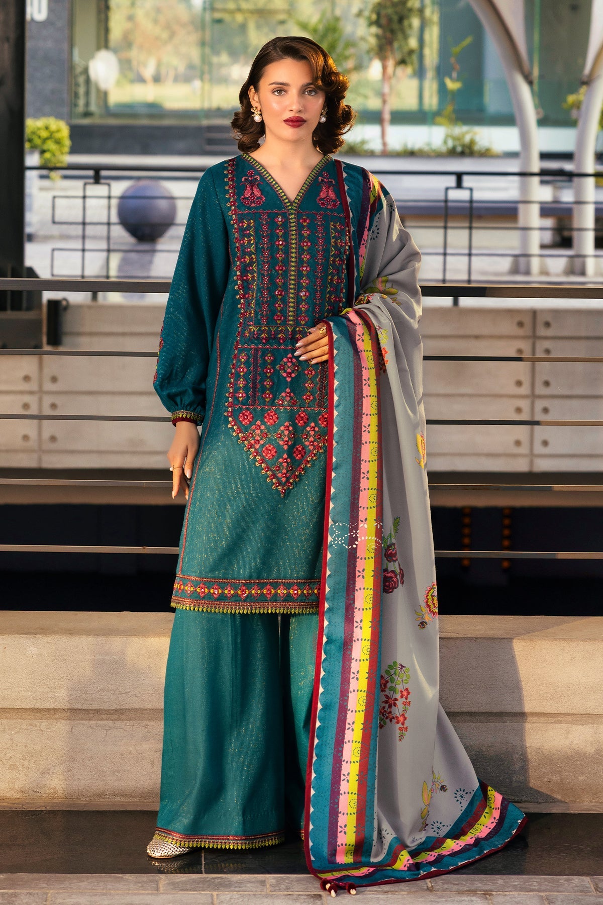 Poshima by Charizma Pakistani suit front view M&M Couture USA