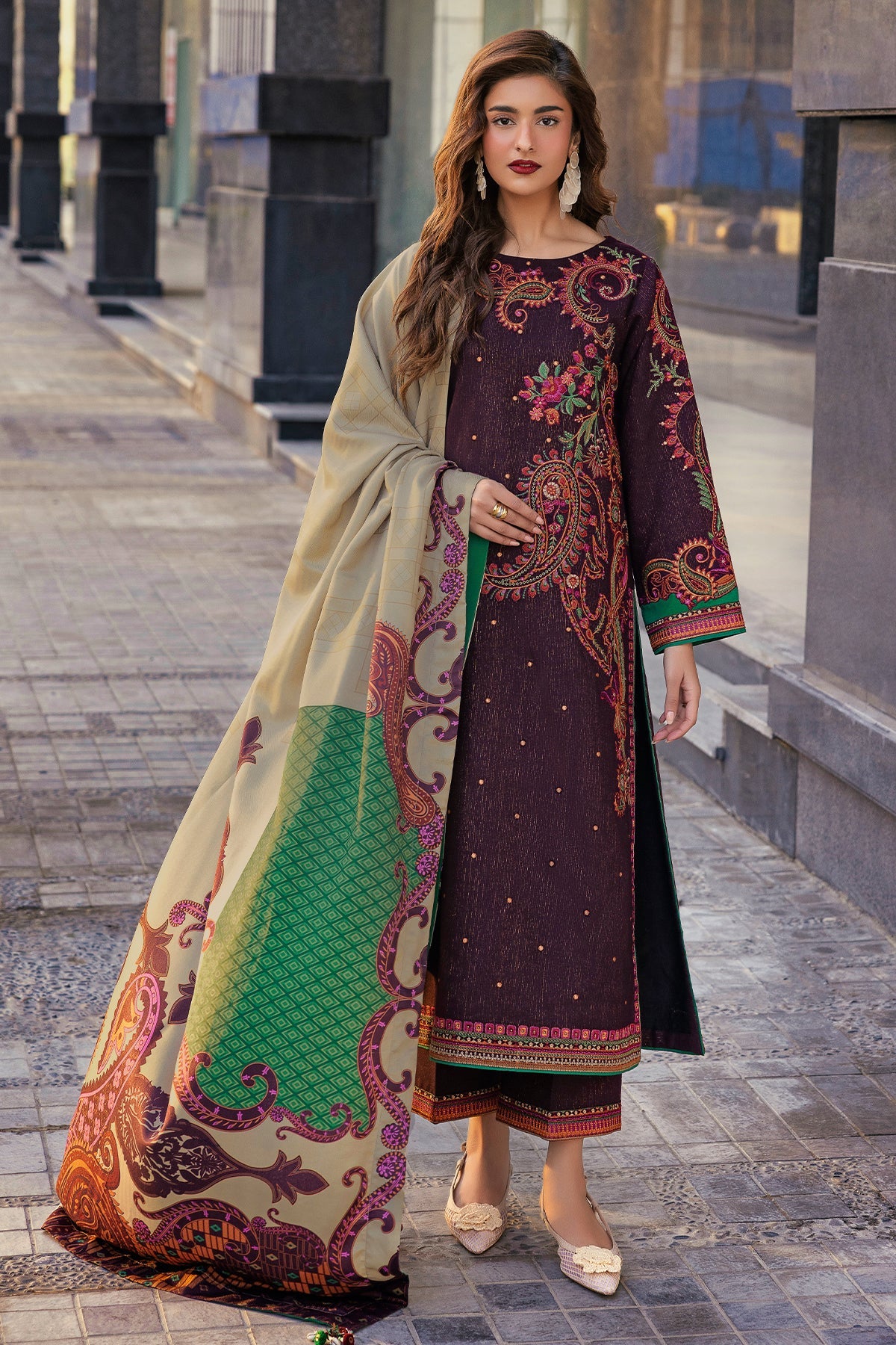 Poshima by Charizma Pakistani suit front view M&M Couture USA