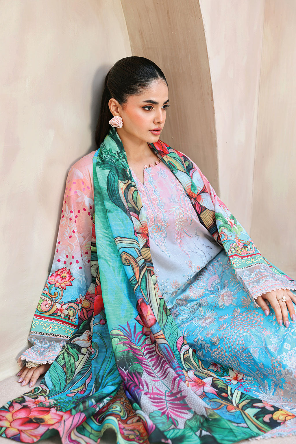 Mashaal Luxury Lawn by Ramsha lawn Pakistani suit dupatta view M&M Couture USA