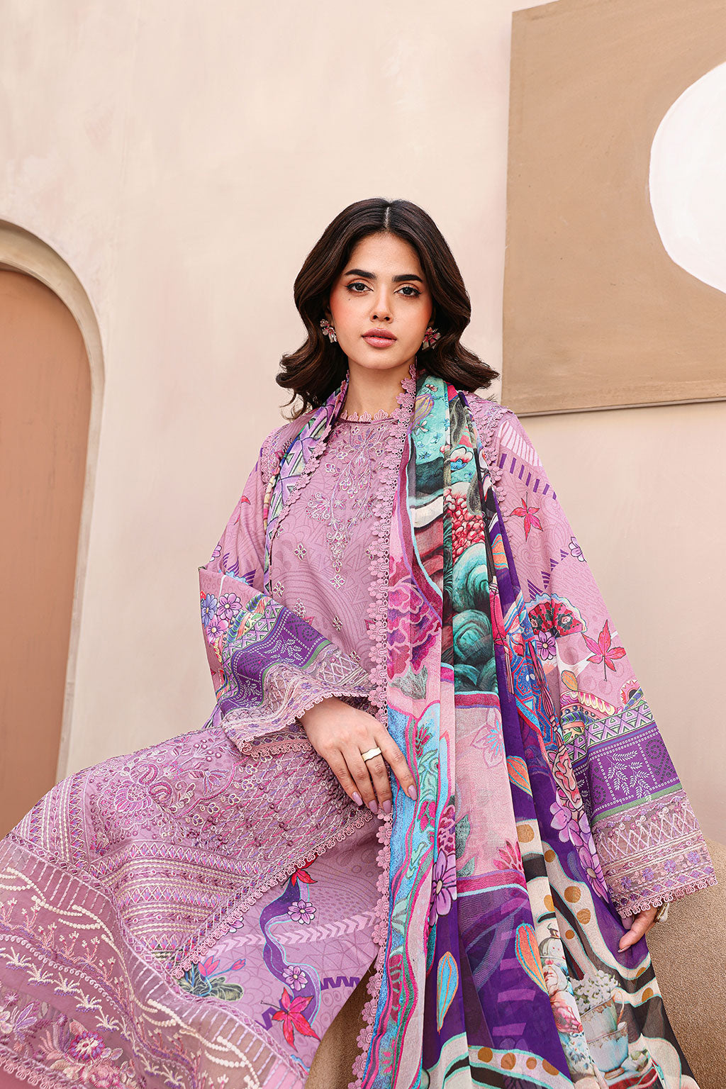 Mashaal Luxury Lawn by Ramsha lawn Pakistani suit dupatta view M&M Couture USA