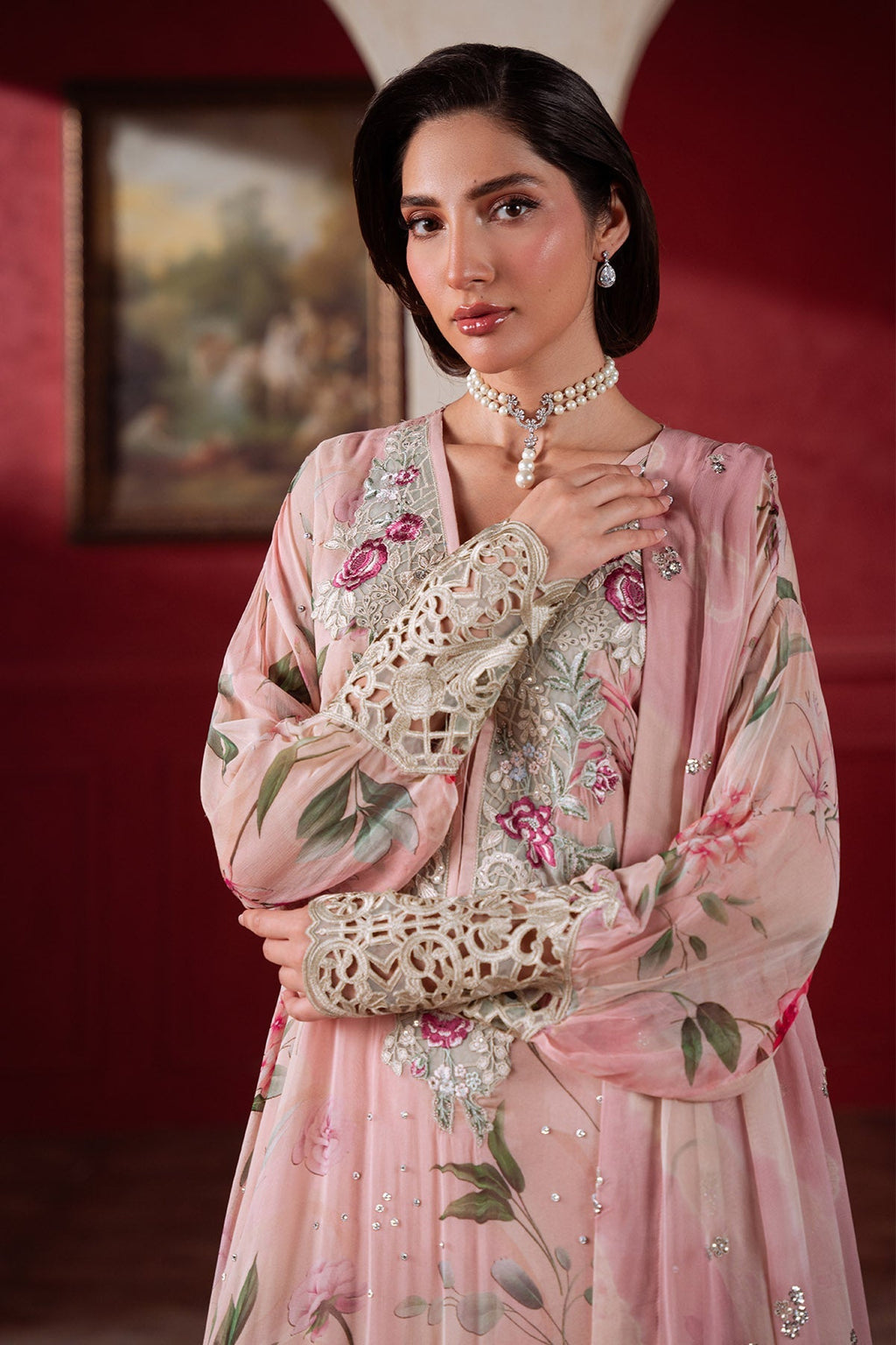 Nureh Amaya Formals | Embroidered Chiffon Dress 103