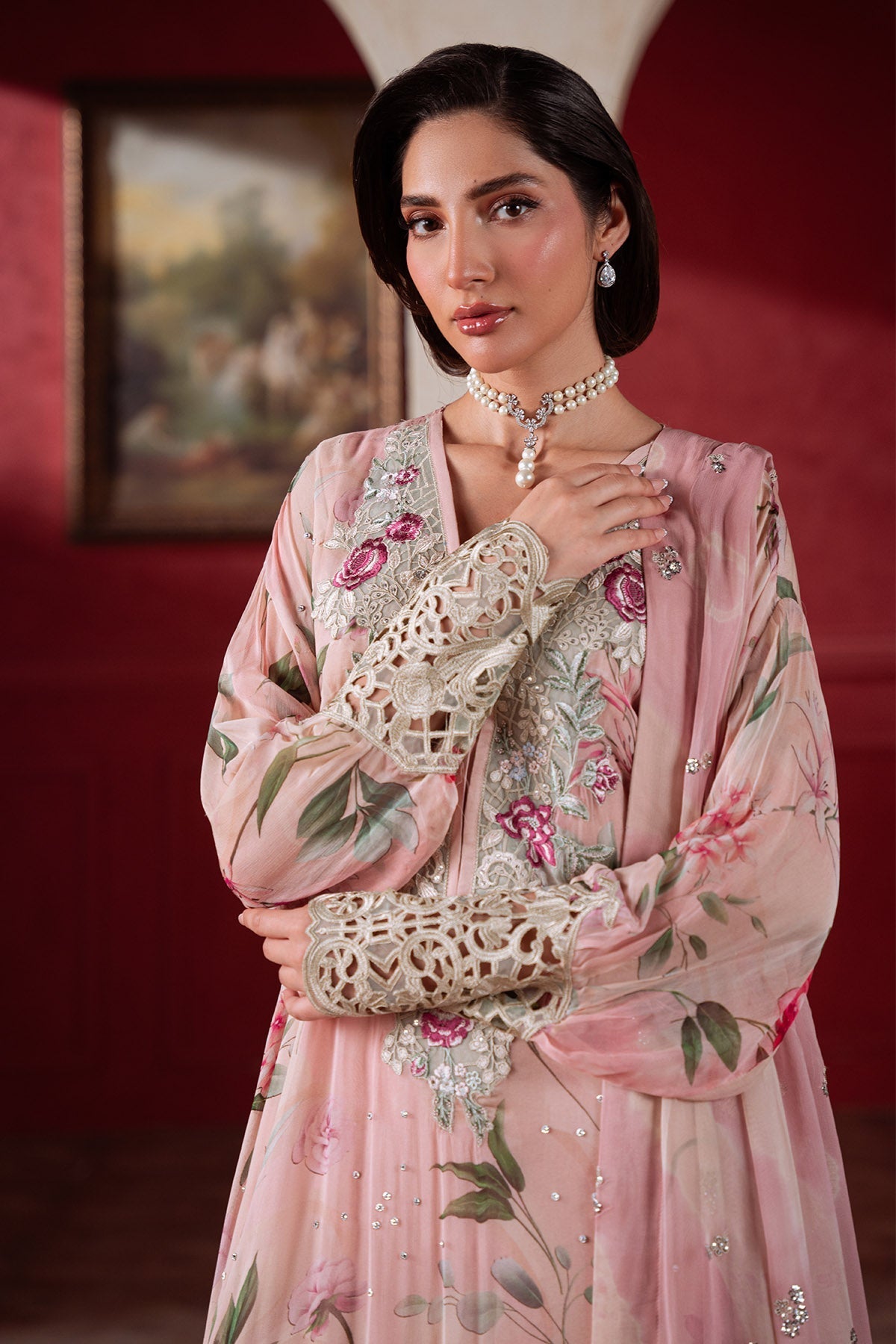 Nureh Amaya Formals | Embroidered Chiffon Dress 103