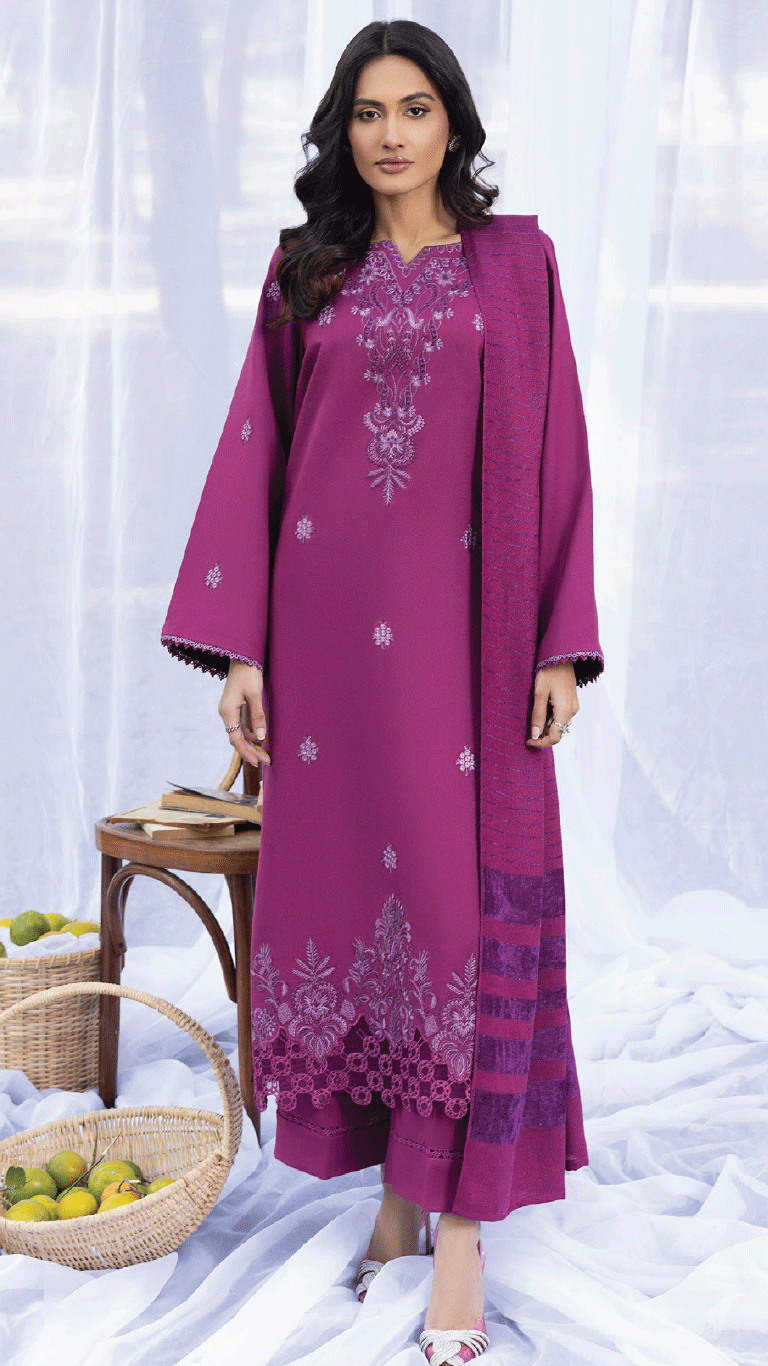 Winter Sunshine By Sanam Saeed Pakistani suit front view M&M Couture USA