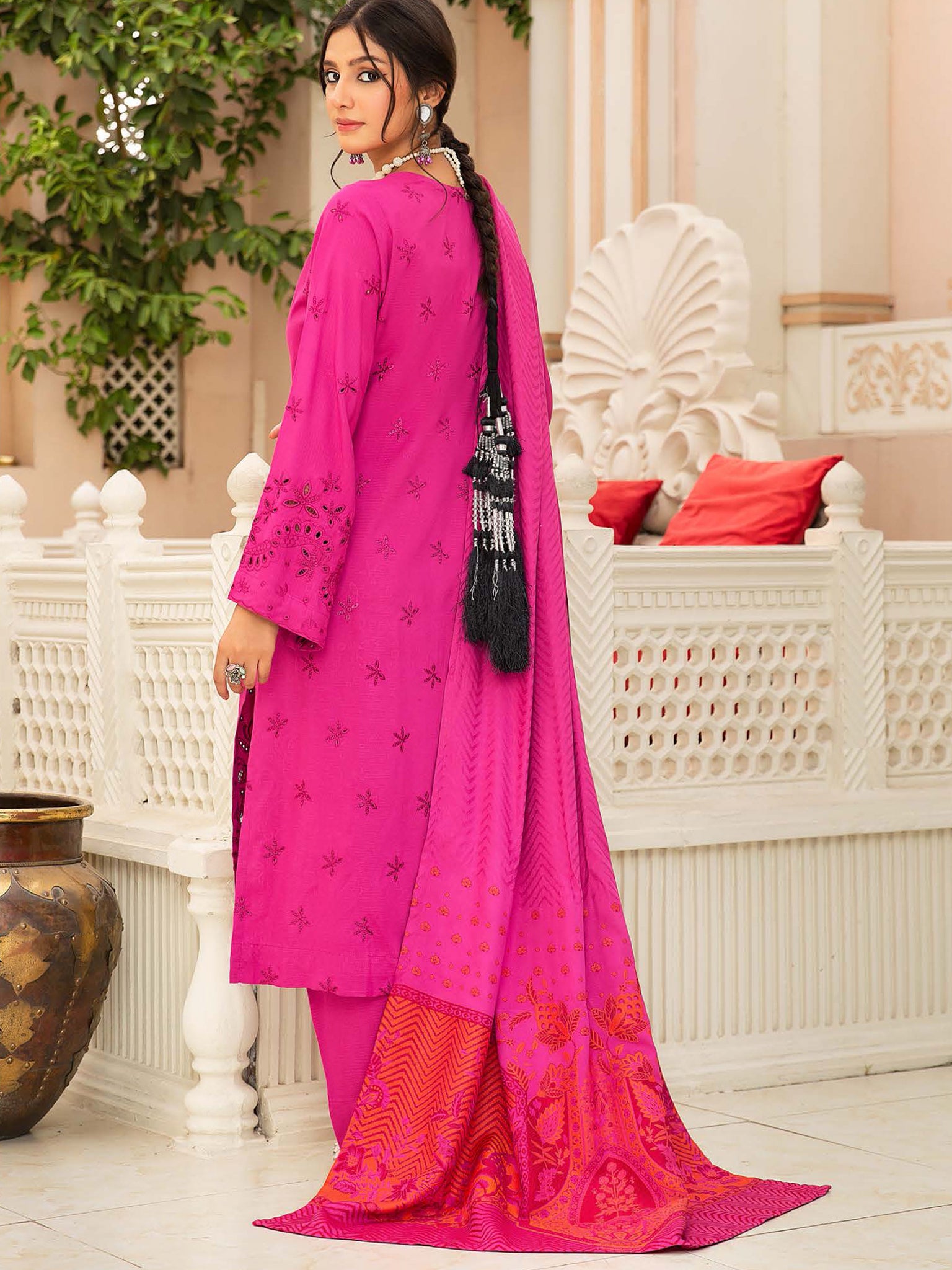 Swiss Wool "Husan-e-Jahan" by Khoobsurat Pakistani suit detail view M&M Couture USA